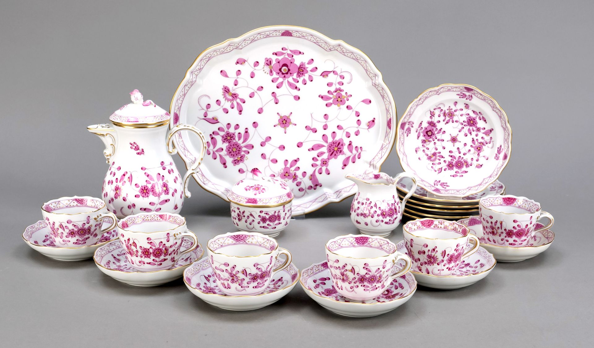 Null Mocha service for 6 persons, 22 pieces, Meissen, 2nd half of 20th century, &hellip;