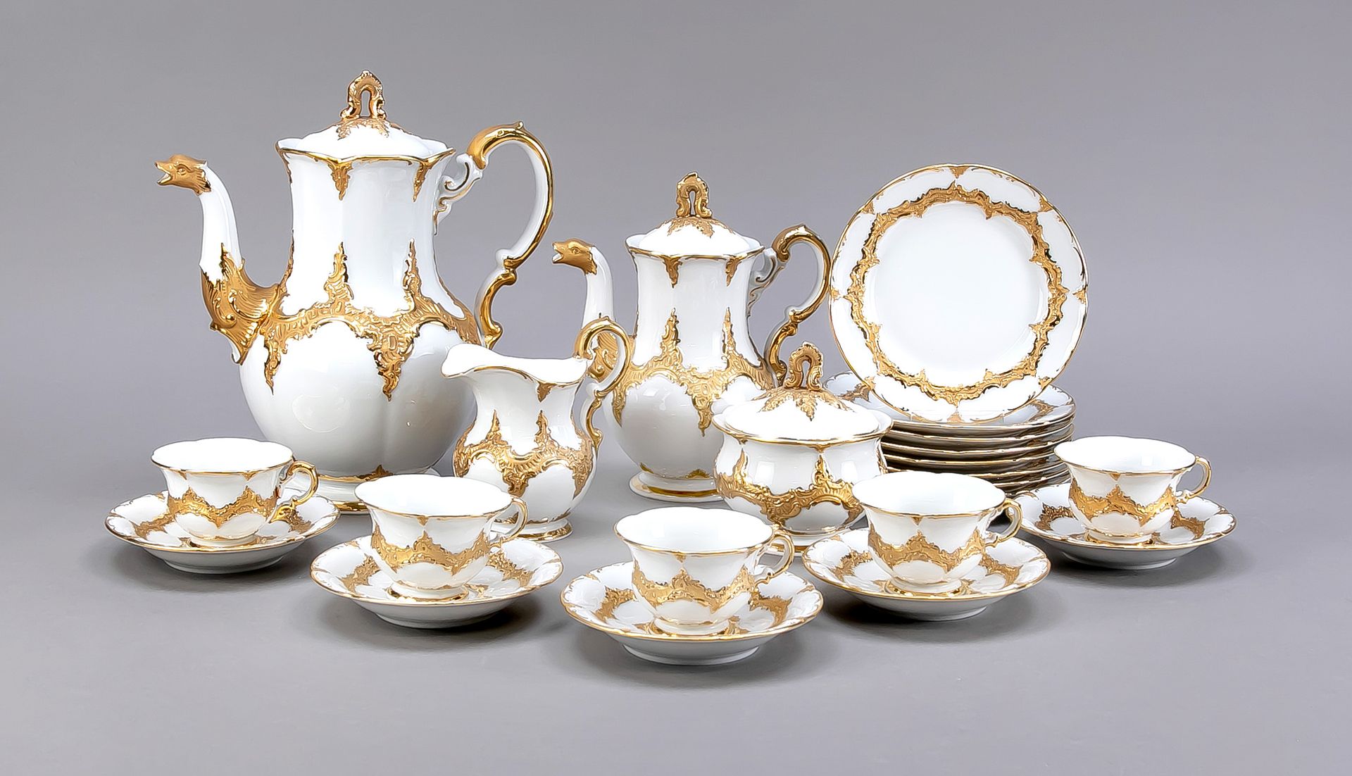 Null Mocha service for 6 persons, 26 pieces, Meissen, 1950s, 1st and 2nd choice,&hellip;