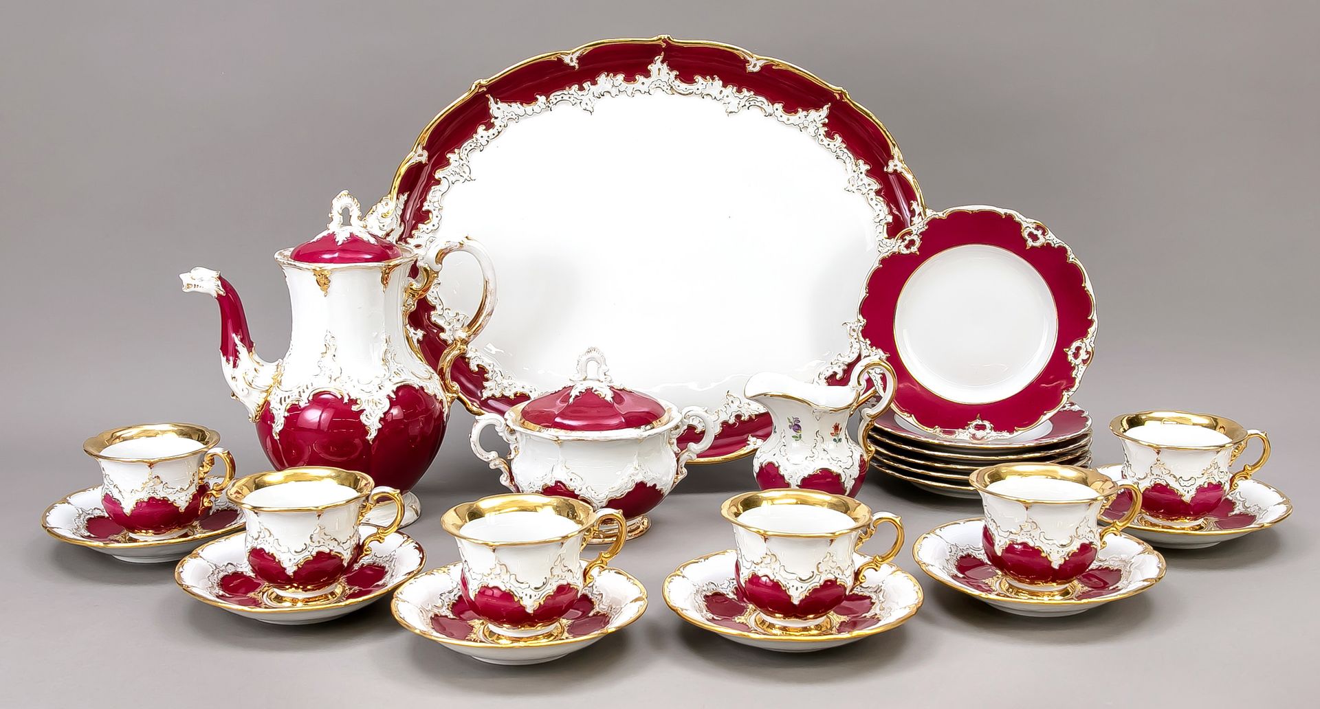 Null Coffee service for 6 persons, 22 pieces, Meissen, 20th century, 1st choice,&hellip;