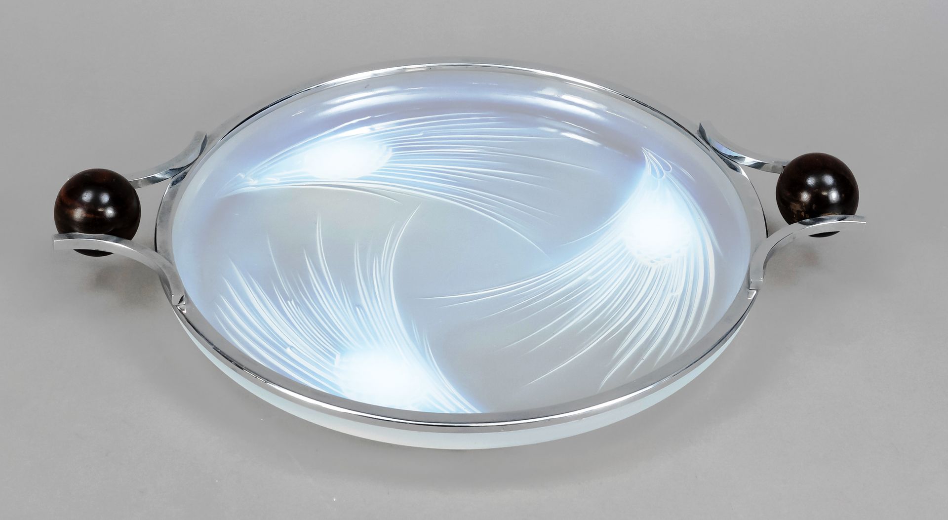 Null Round Art Deco bowl, c. 1920/30, flat form, body clear violet lascivious sh&hellip;