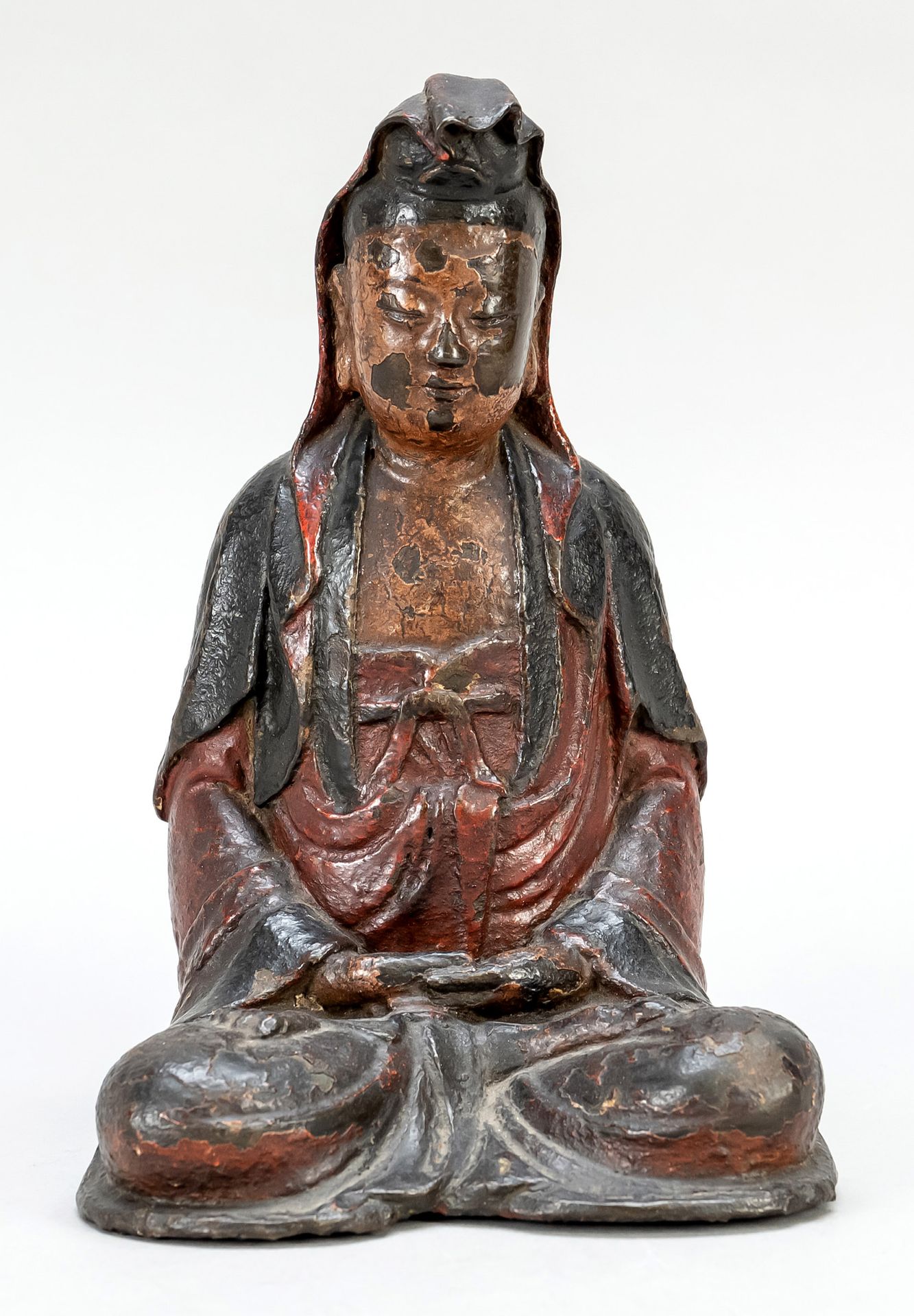 Null Guanyin, China, probably Ming period, bronze with polychrome lacquer mount,&hellip;