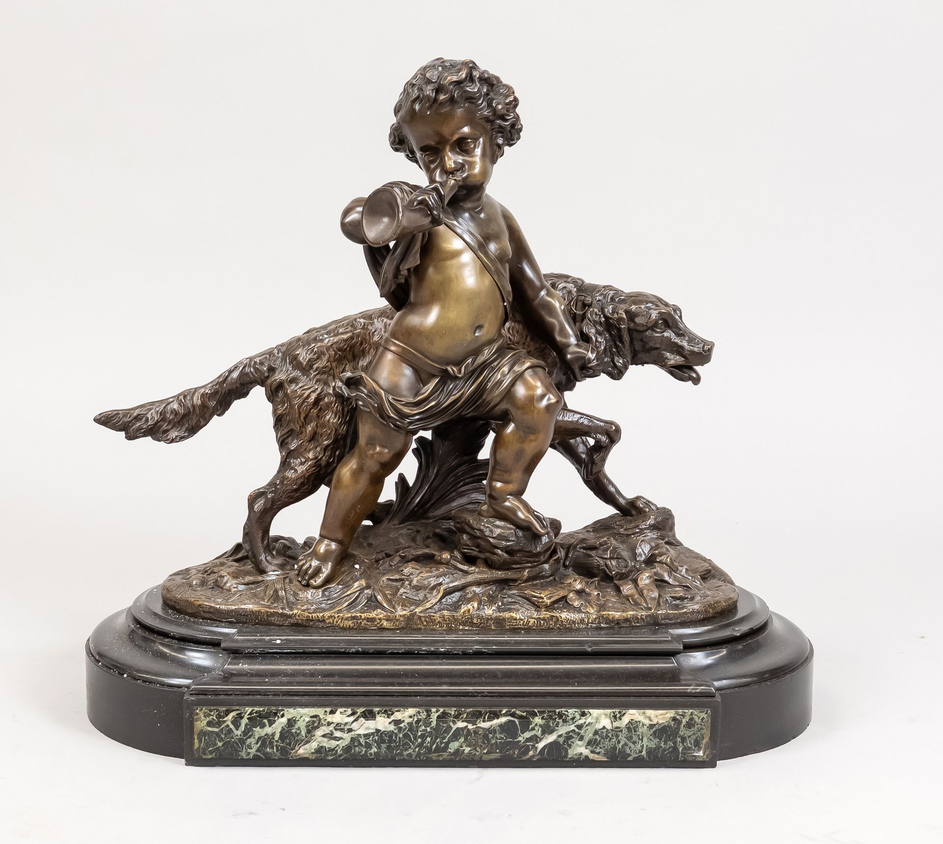 Null Auguste Joseph Peiffer (1832-1886), Chien de chasse avec garçon soufflant p&hellip;