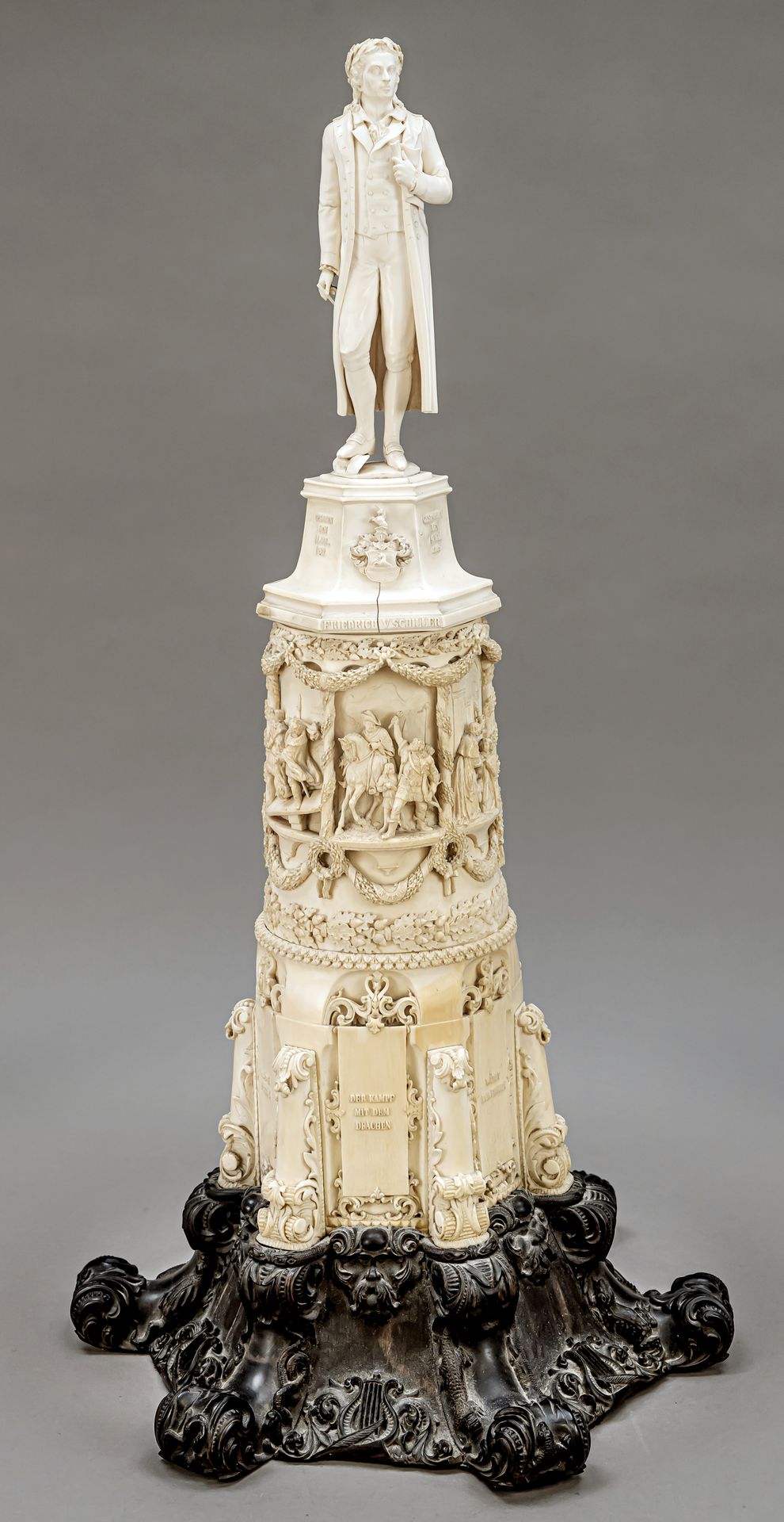 Null Museum monument to Schiller in ivory and ebony, 1860. On a flared base in e&hellip;