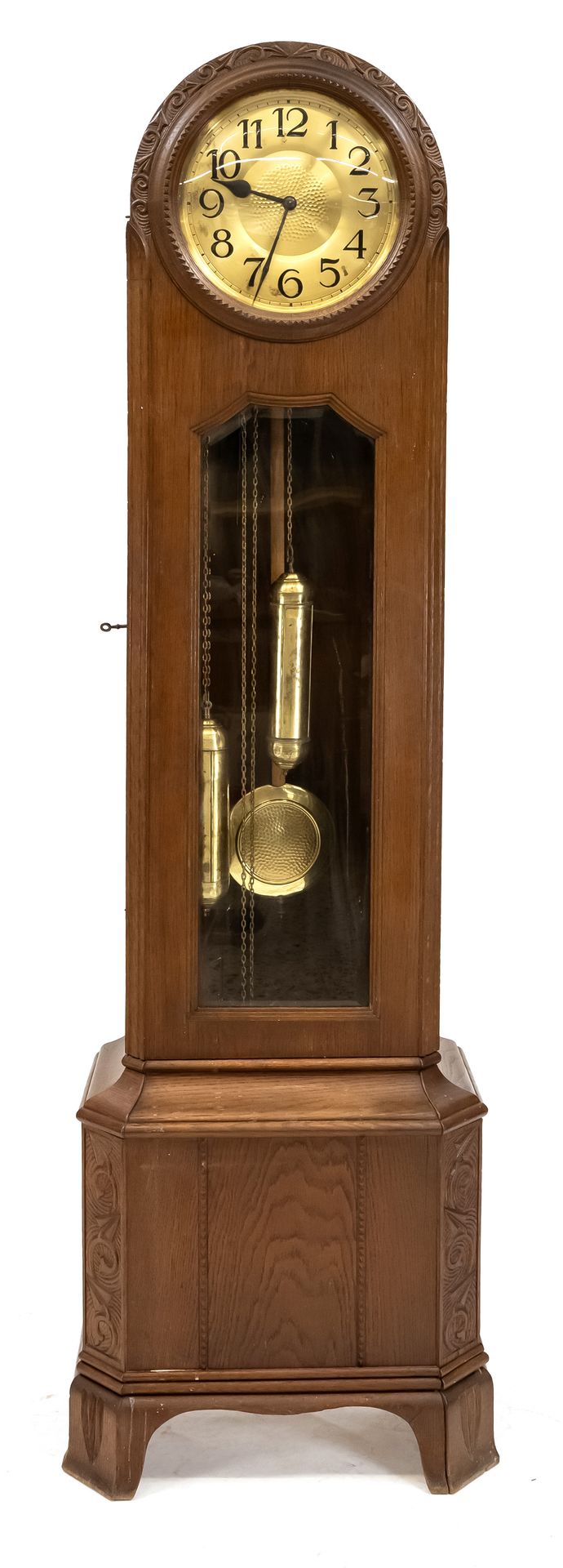 Null Orologio a pendolo in quercia tedesca, Westminster, c. 1920, testa rotonda &hellip;