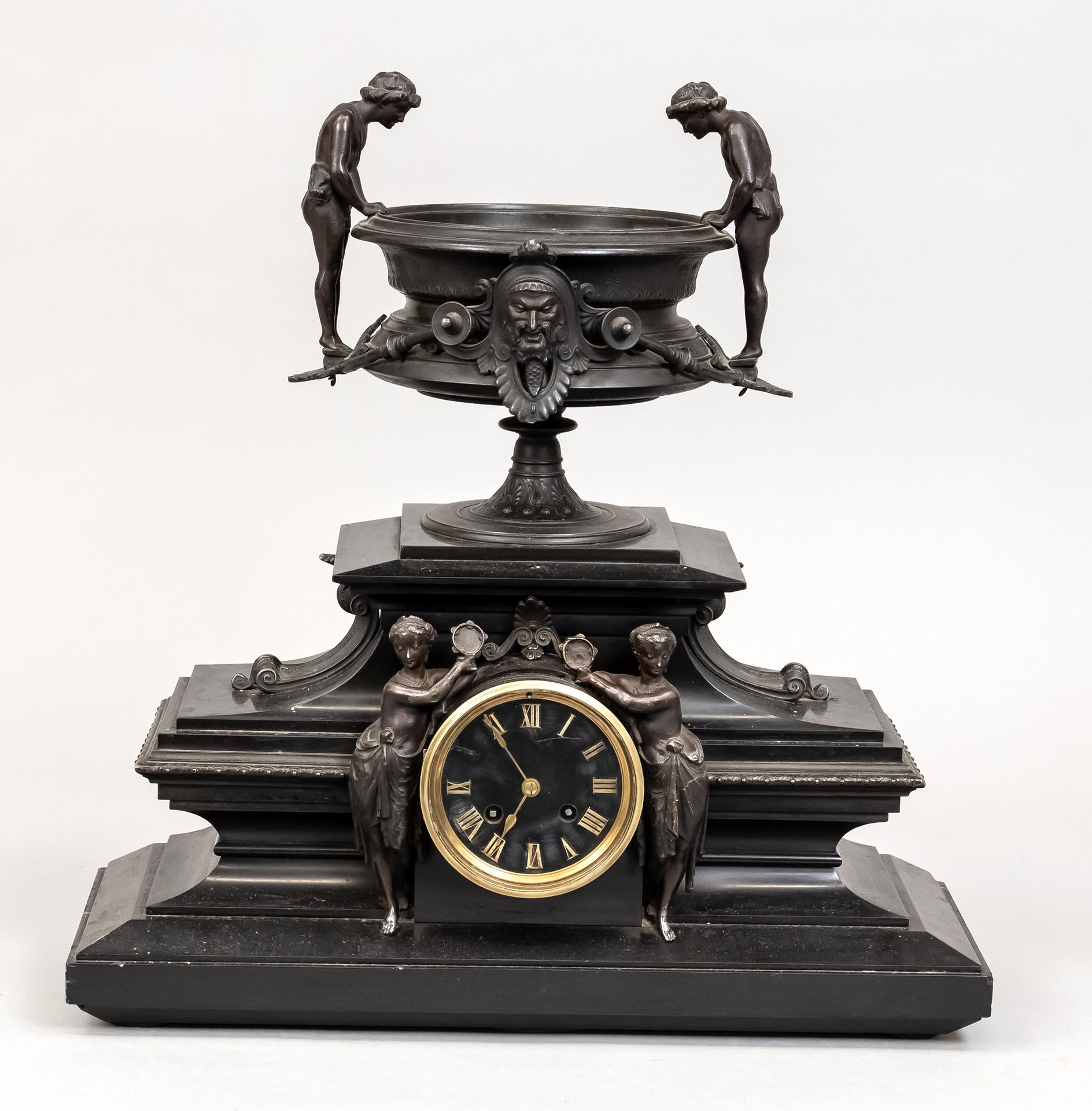 Null Reloj de sobremesa de mármol negro, 2ª mitad del siglo XIX, diseño arquitec&hellip;