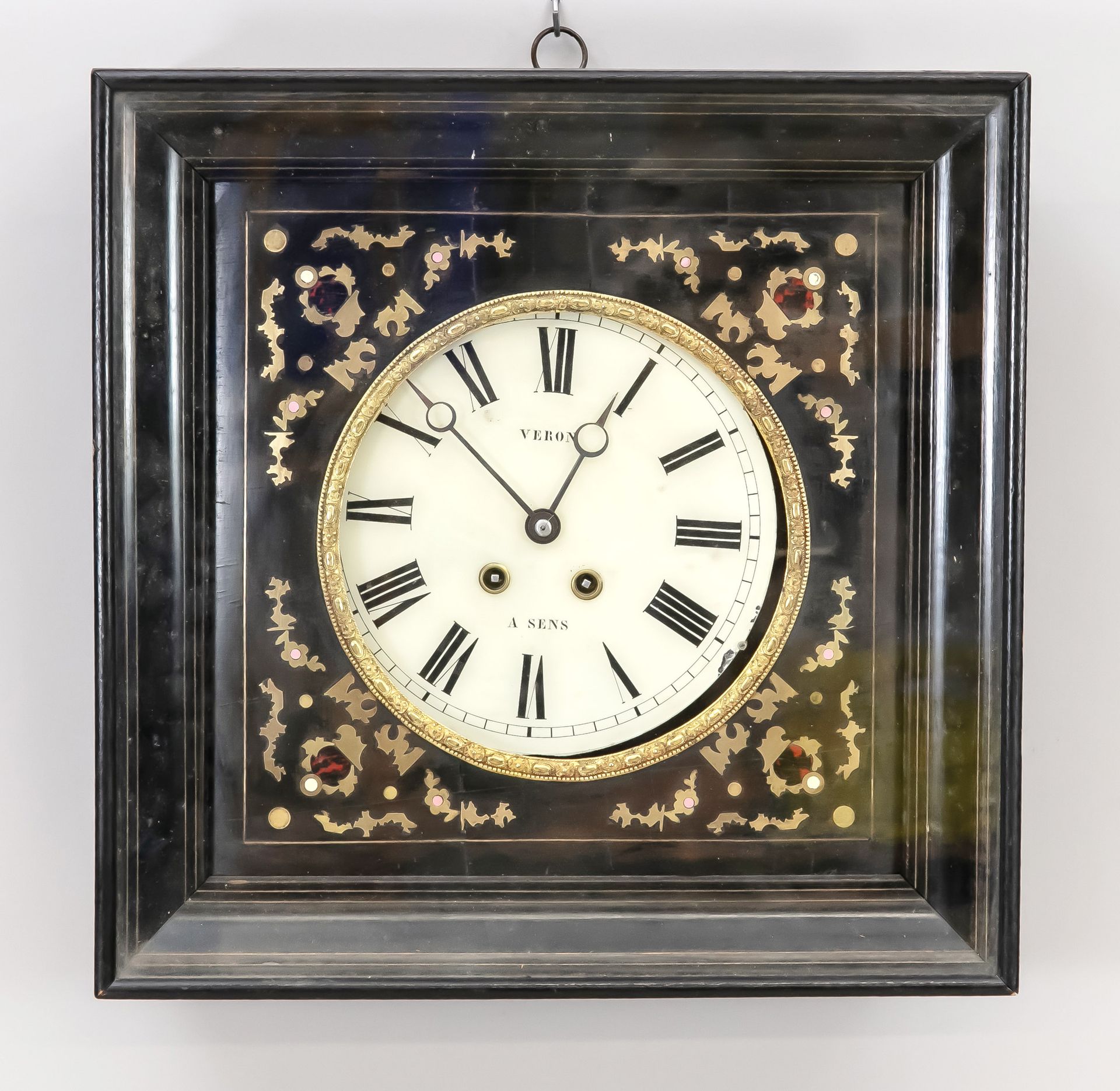 Null Reloj de marco, marco ebonizado, marcado VERON a SENS, c. 1900, esfera con &hellip;