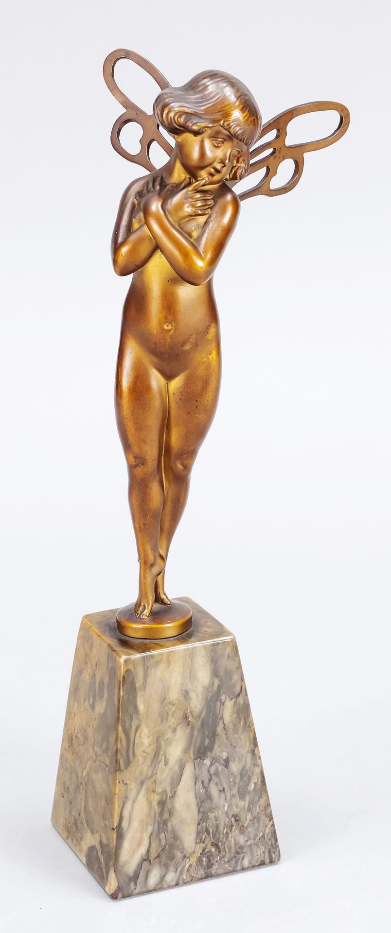 Null 弗朗茨-伊夫兰德（1862-1935），折臂小精灵，大理石基座上的浅棕色青铜，支架上有签名，高-g.27厘米