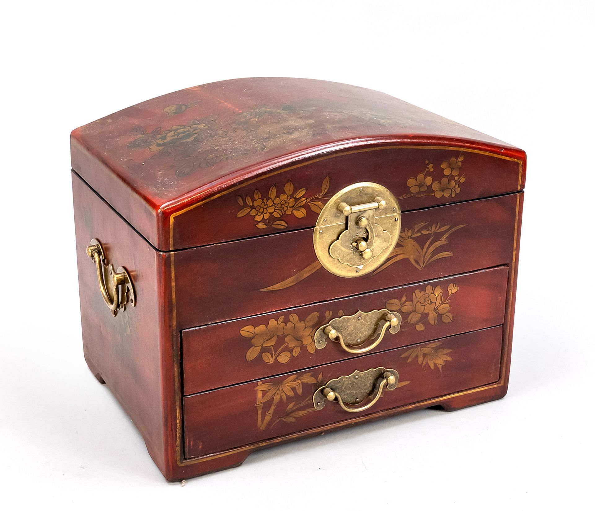 Null 珠宝盒，中国，21世纪，木质盒体，铜质配件和印刷装饰，24 x 30 x 20厘米