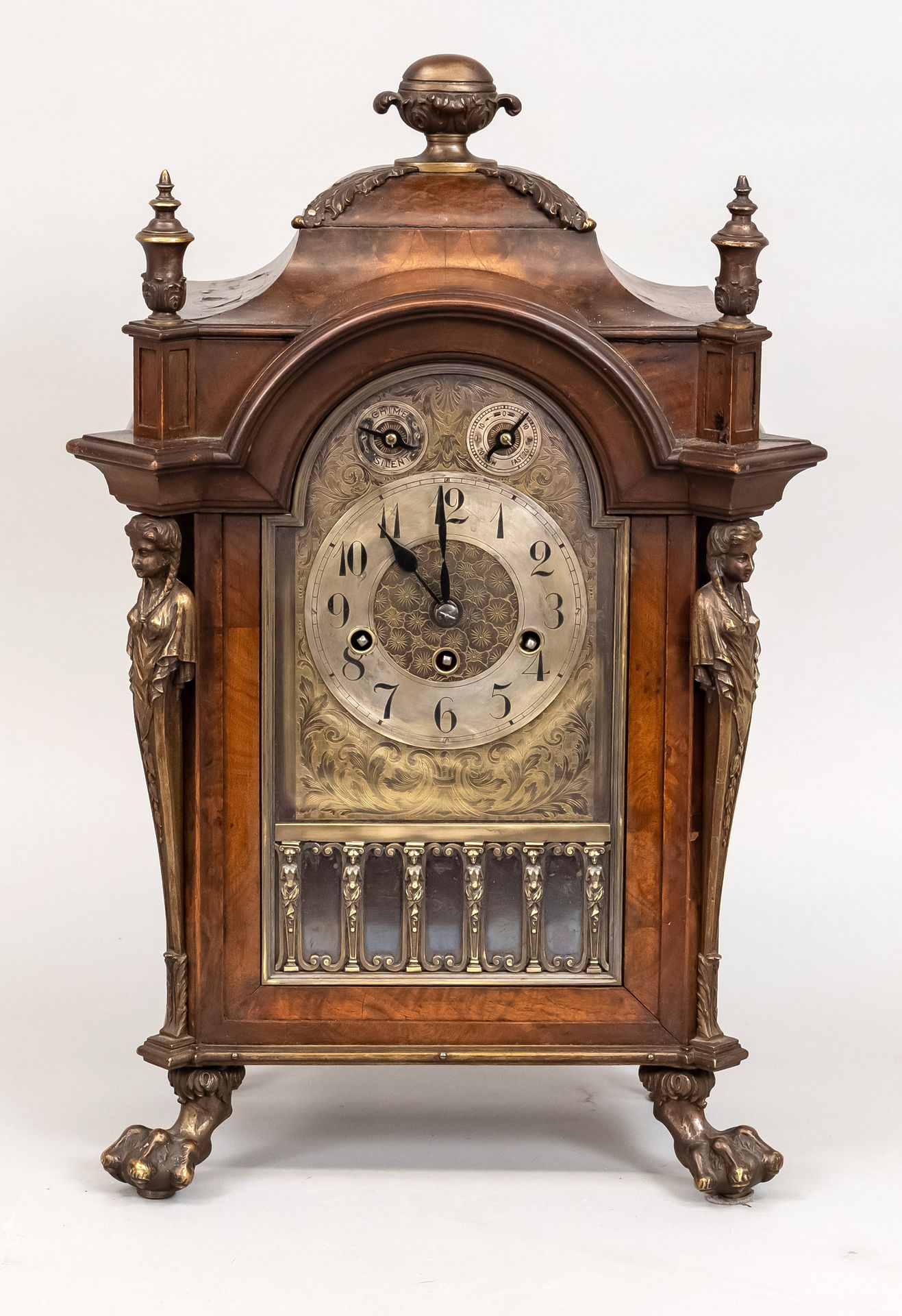 Null Junghans table clock circa 1900, Westminster, architectural design walnut w&hellip;