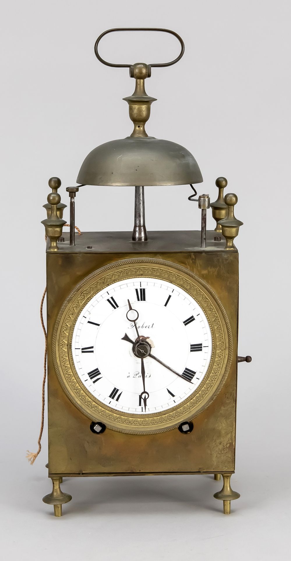 Null Table clock brass, marked Robert a paris, around 1890, overhead bell with h&hellip;