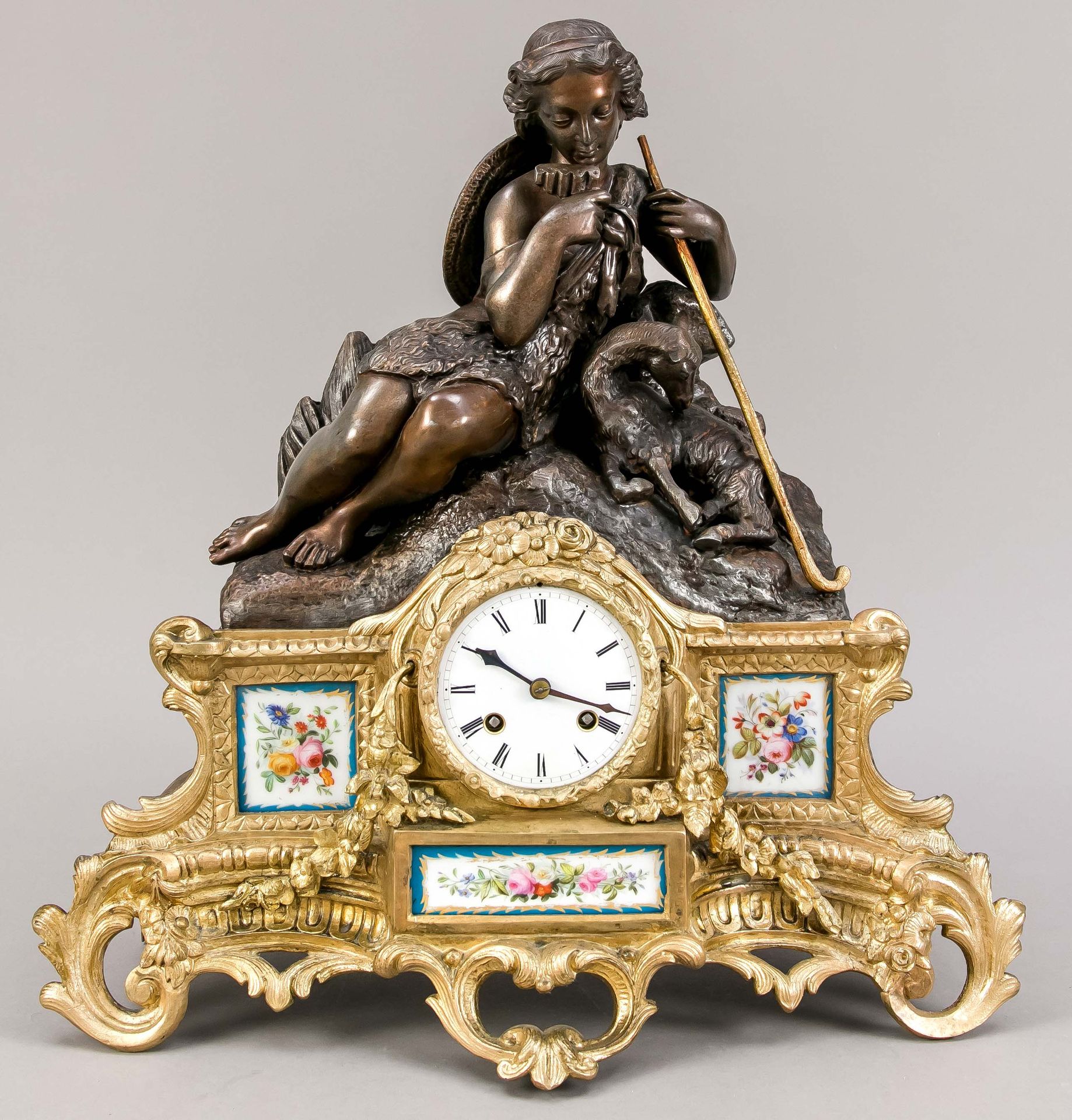 Null French. Figure pendulum, 1st half 19th c., probably with Sevres porcelain p&hellip;
