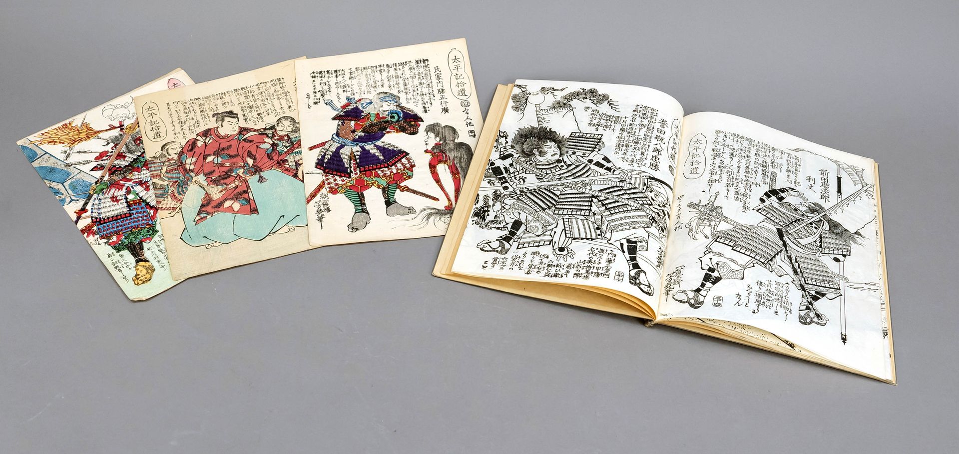 Null Ukiyo-e Manga, Giappone, XIX secolo (Edo/Meiji). Storia pittorica in bianco&hellip;