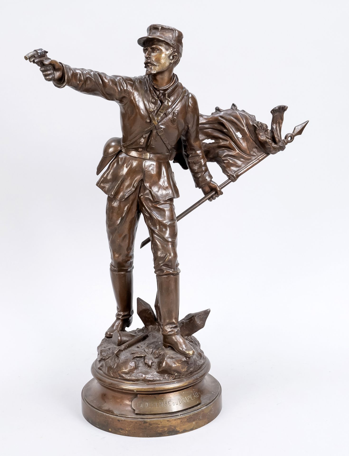 Null Charles Anfrie (1833-1905), ''La Défense du Drapeau'', bronze à patine brun&hellip;