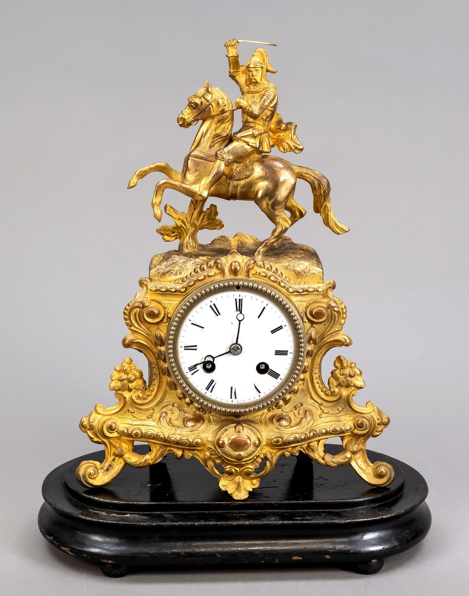 Null French. Pendulum clock 2nd half of 19th century, with gilded equestrian sta&hellip;