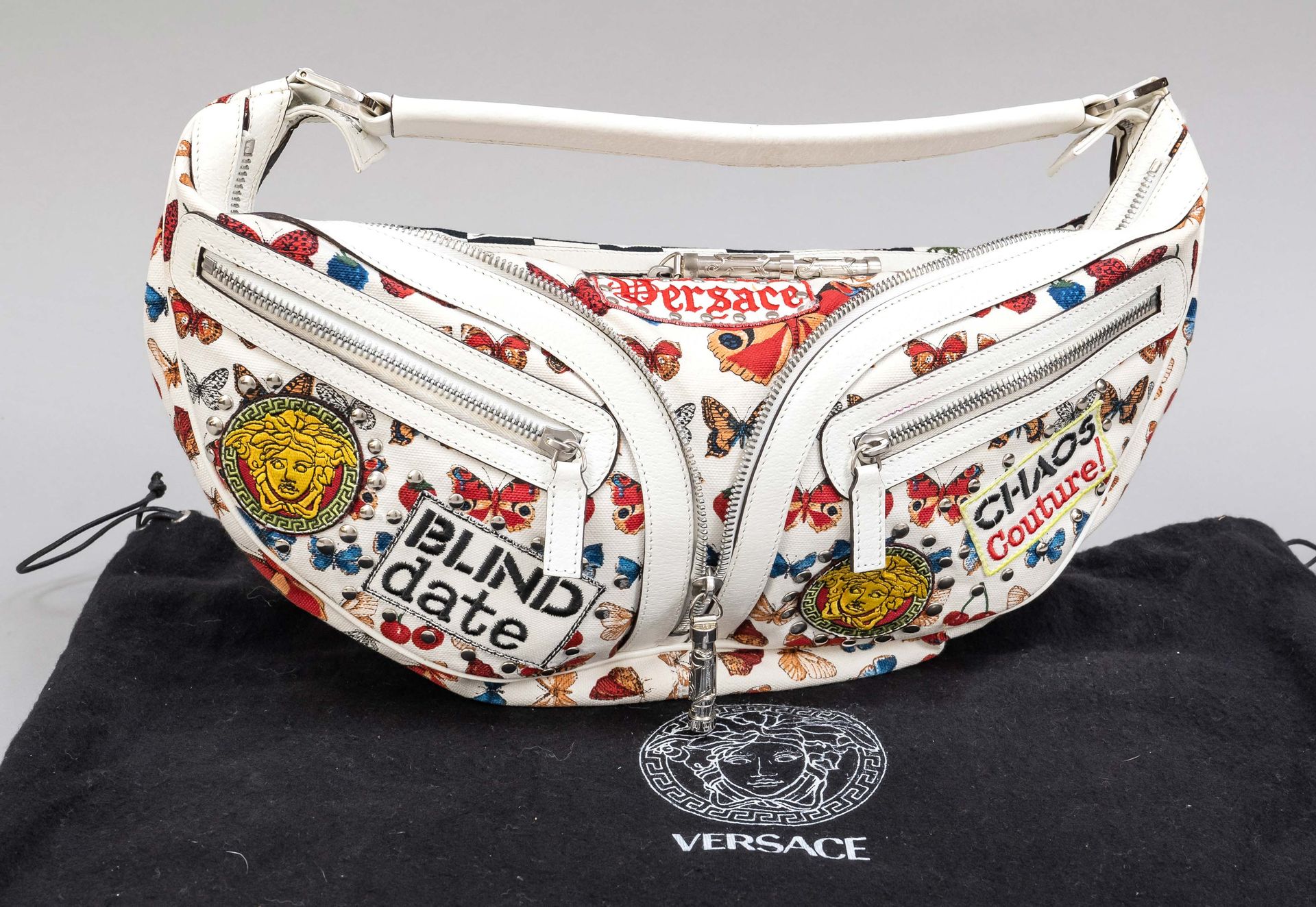 Null Versace, Borsa a tracolla Chaos Couture, tessuto solido colorato stampato c&hellip;