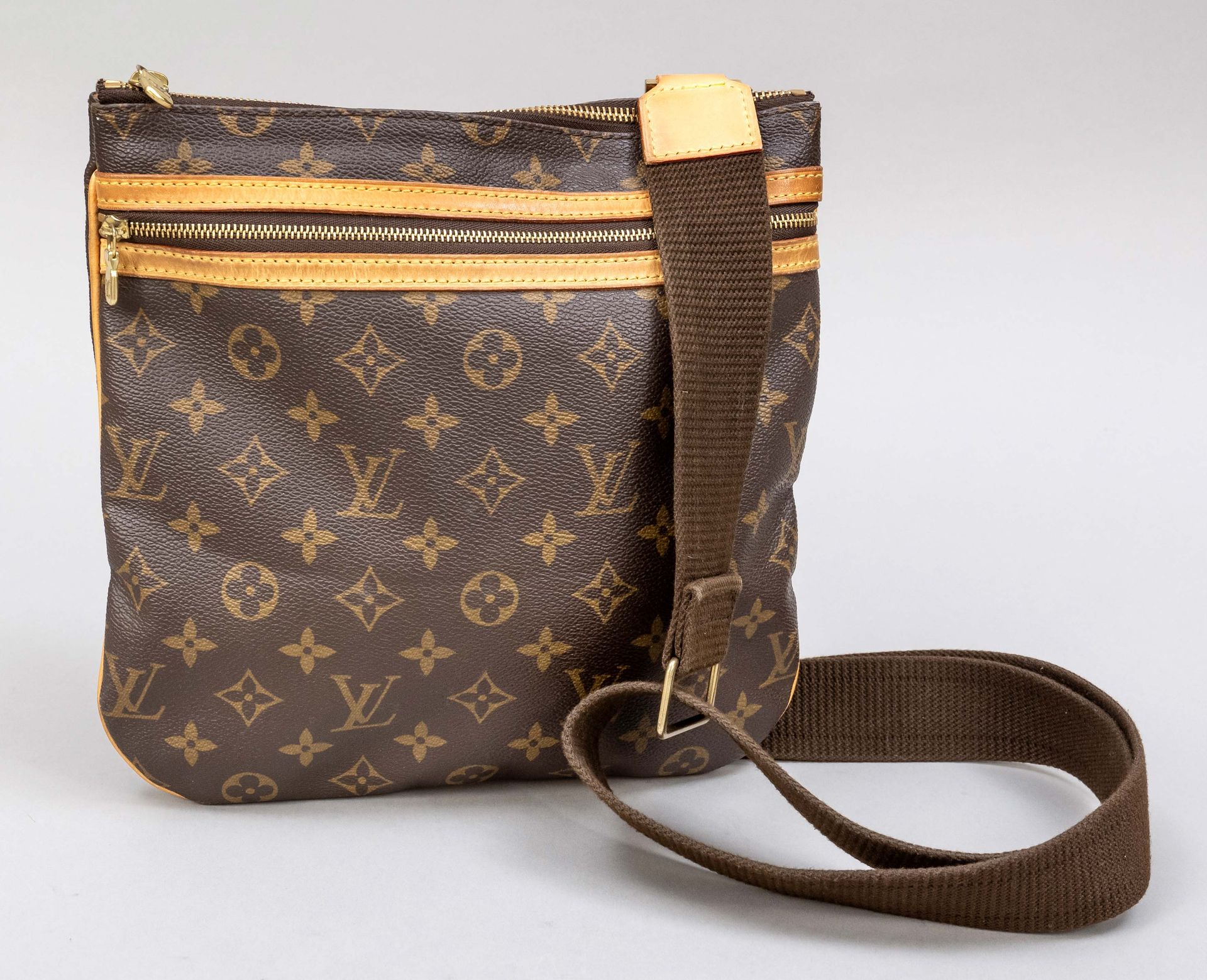 Null Louis Vuitton borsa piatta Monogram canvas crossbody, tessuto di cotone gom&hellip;