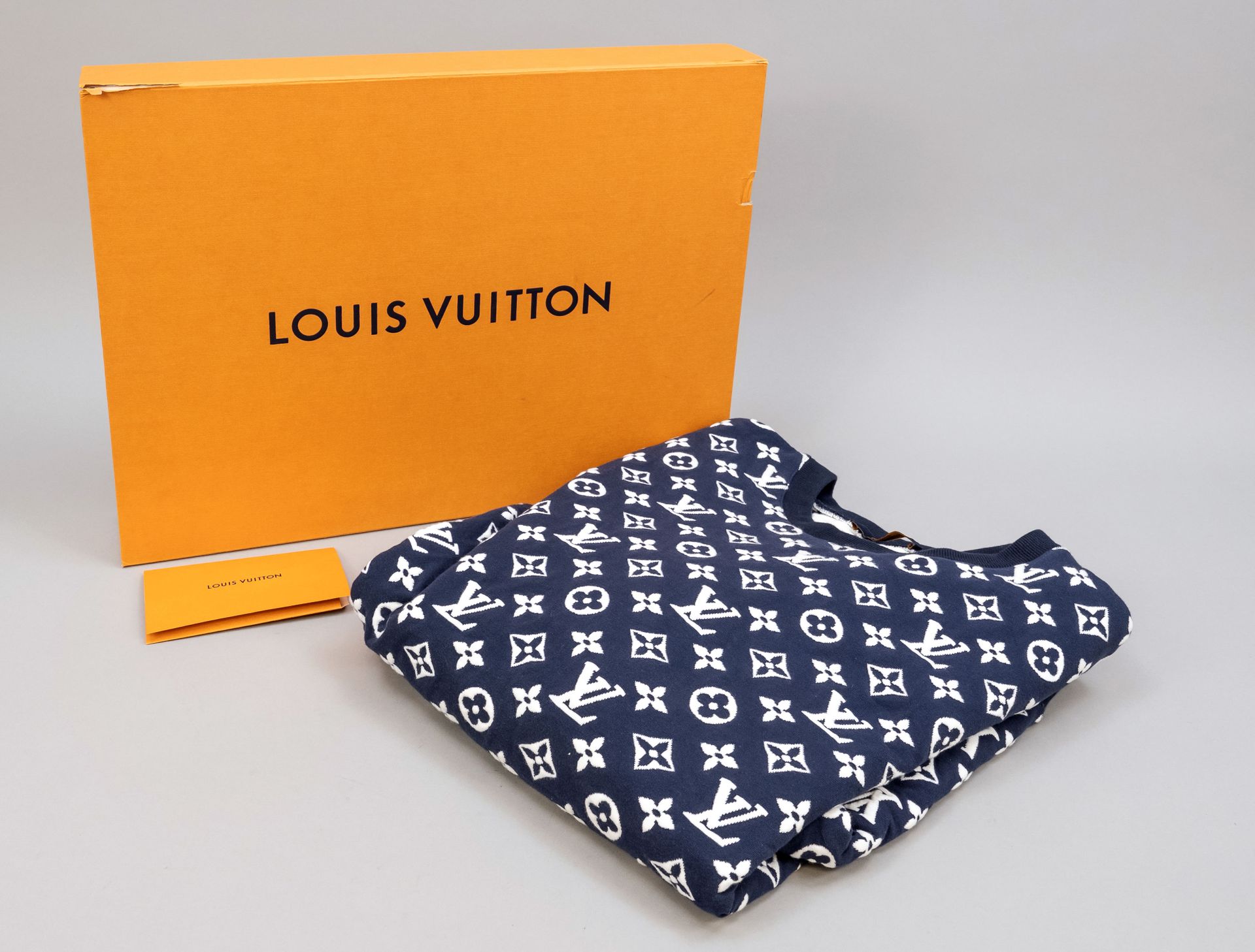 Null Louis Vuitton, Full Monogram Jaquard Crew Neck, warmer nachtblauer Herren-P&hellip;