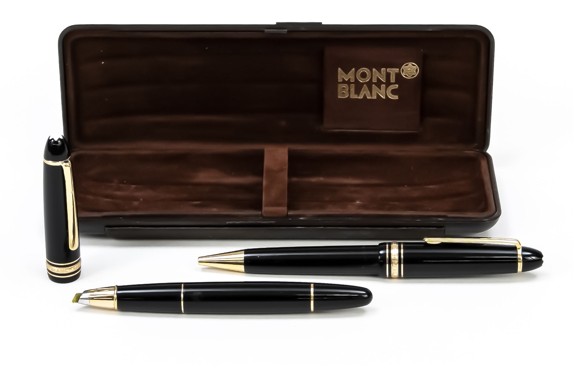 Null 两件套，Montblanc Meisterstück，荧光笔，2世纪，编号166/XG1143699，黑盒，镀金，长14.7厘米，Montblanc &hellip;