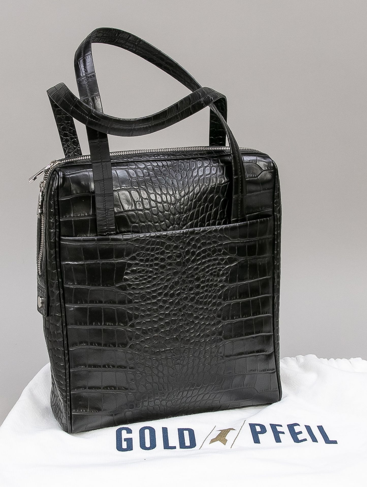 Null Goldpfeil, Business Tote Bag, cuir noir avec gaufrage croco, matériel coule&hellip;