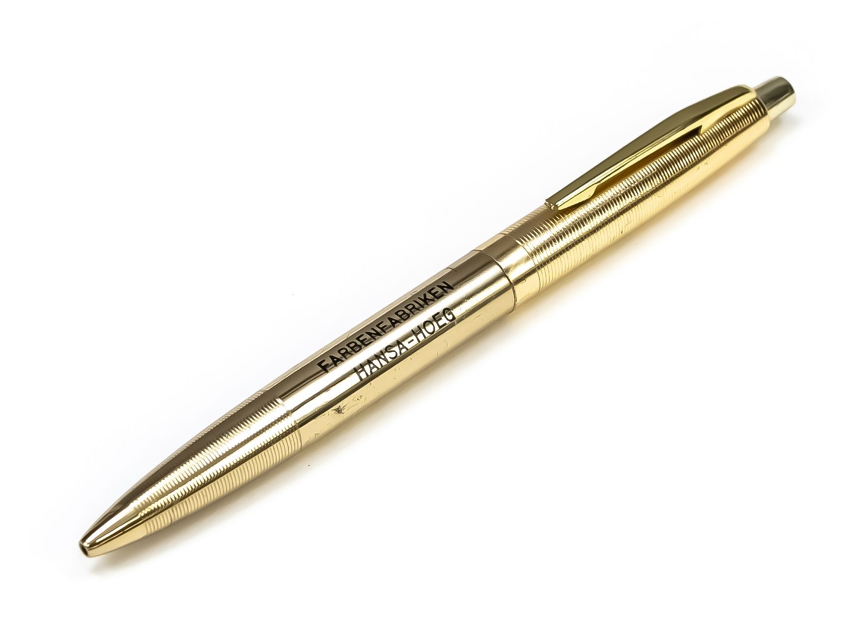 Null Advertising pen, 2nd half of 20th century, gilded case, inscription Farbenf&hellip;