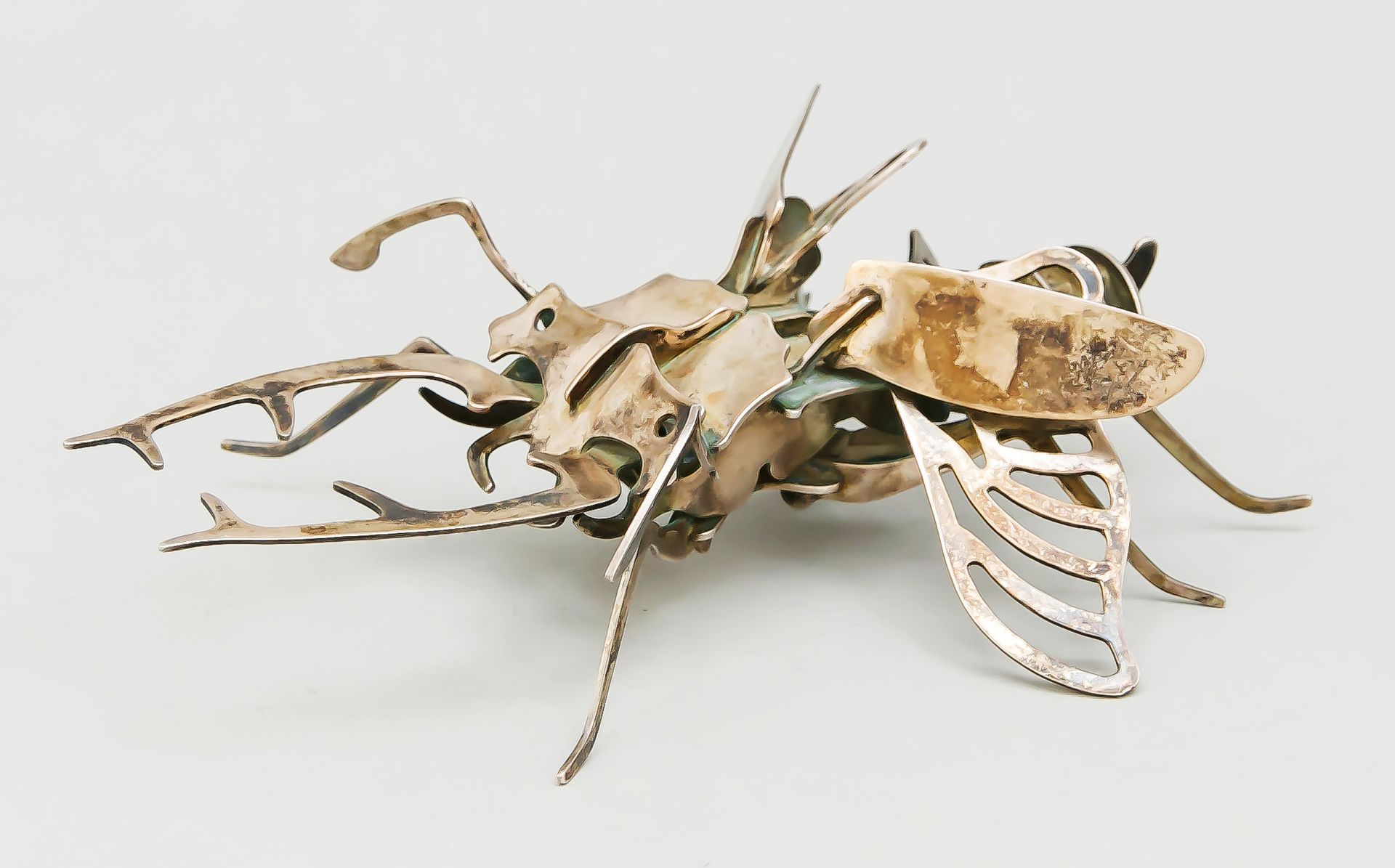 Null Gran escarabajo ciervo, 2ª h. S. XX, chapado, l. Total 17 cm