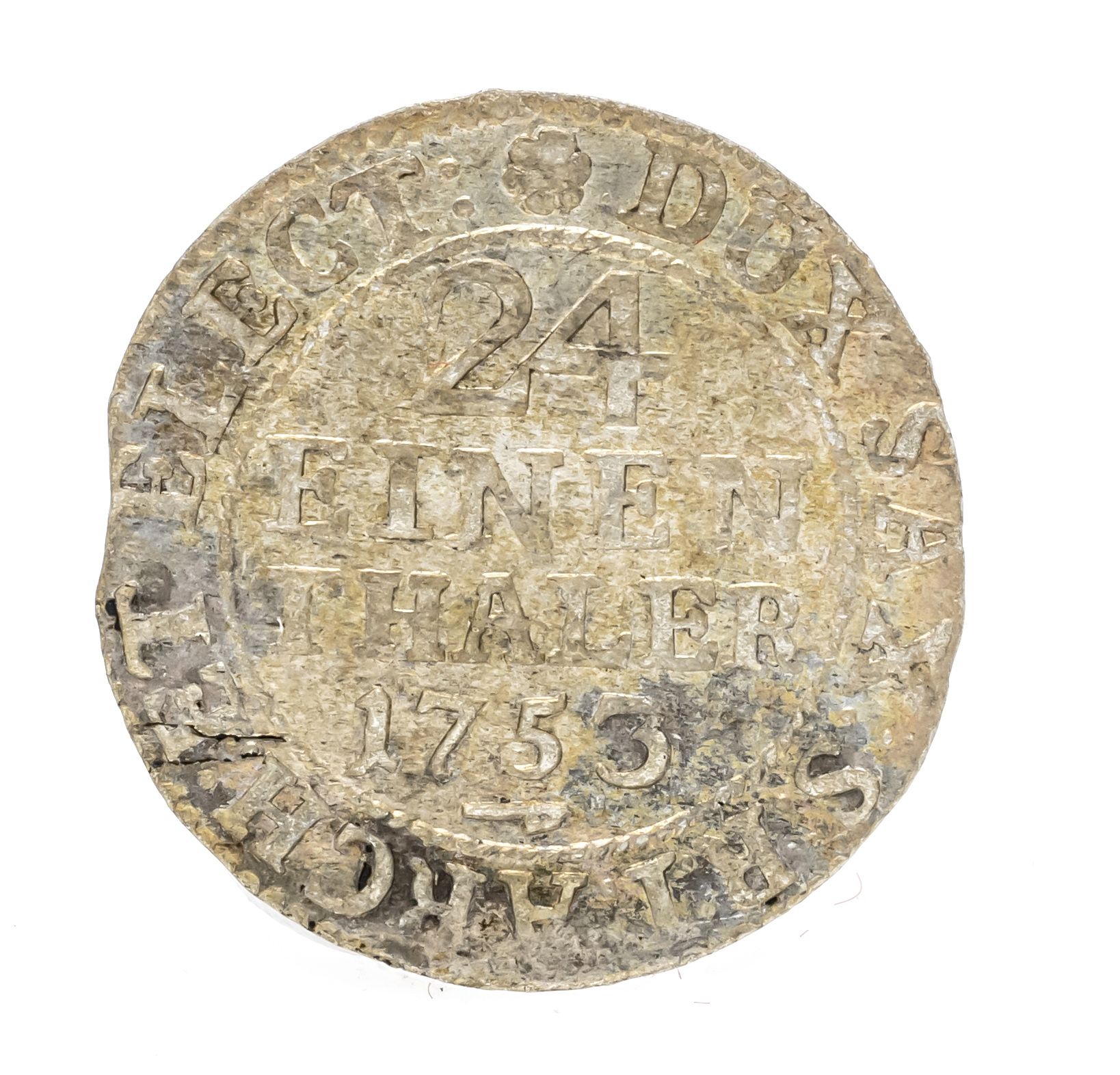 Null Münze, 24 einen Thaler, Sachsen, 1753, 1,87g
