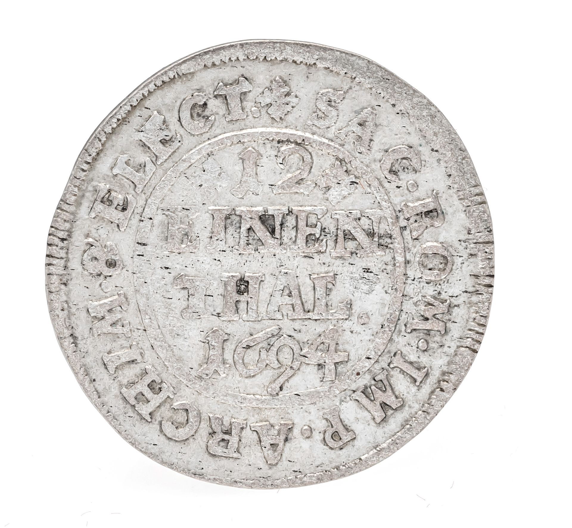 Null 硬币，12个一塔勒，萨克森州，1694年，3.35克