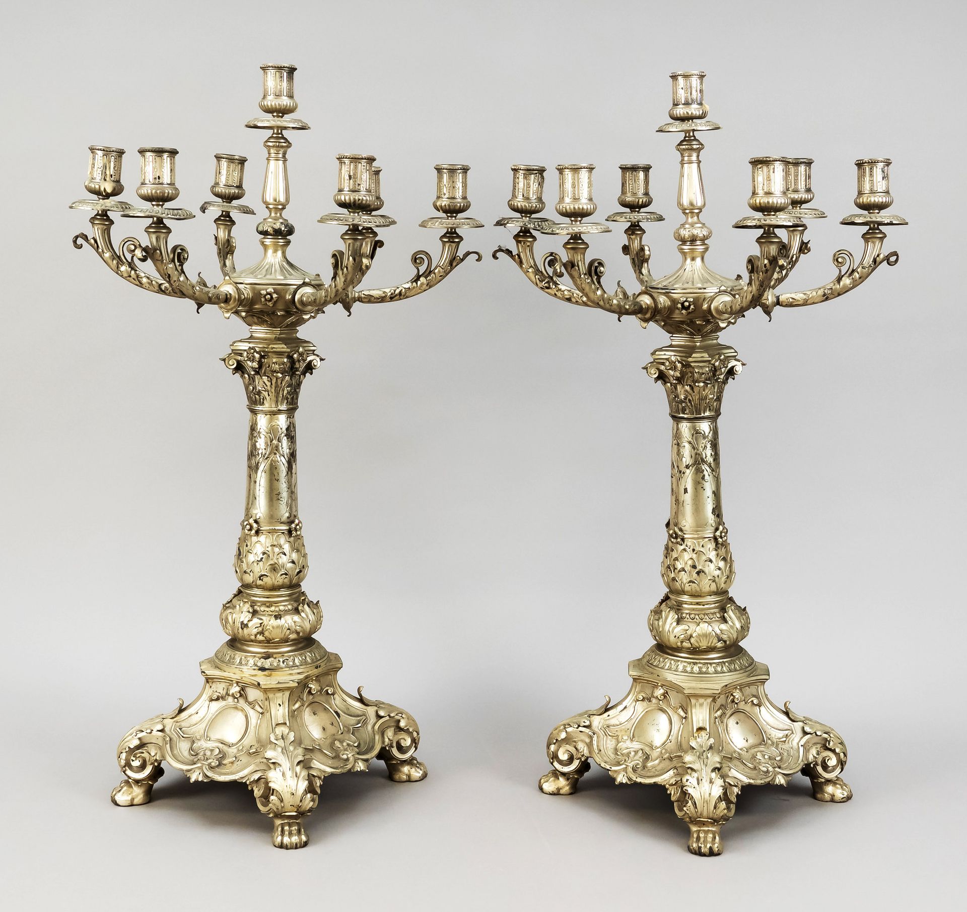 Null Pair of large seven-flame girandoles, German, maker's mark Sy & Wagner, Ber&hellip;