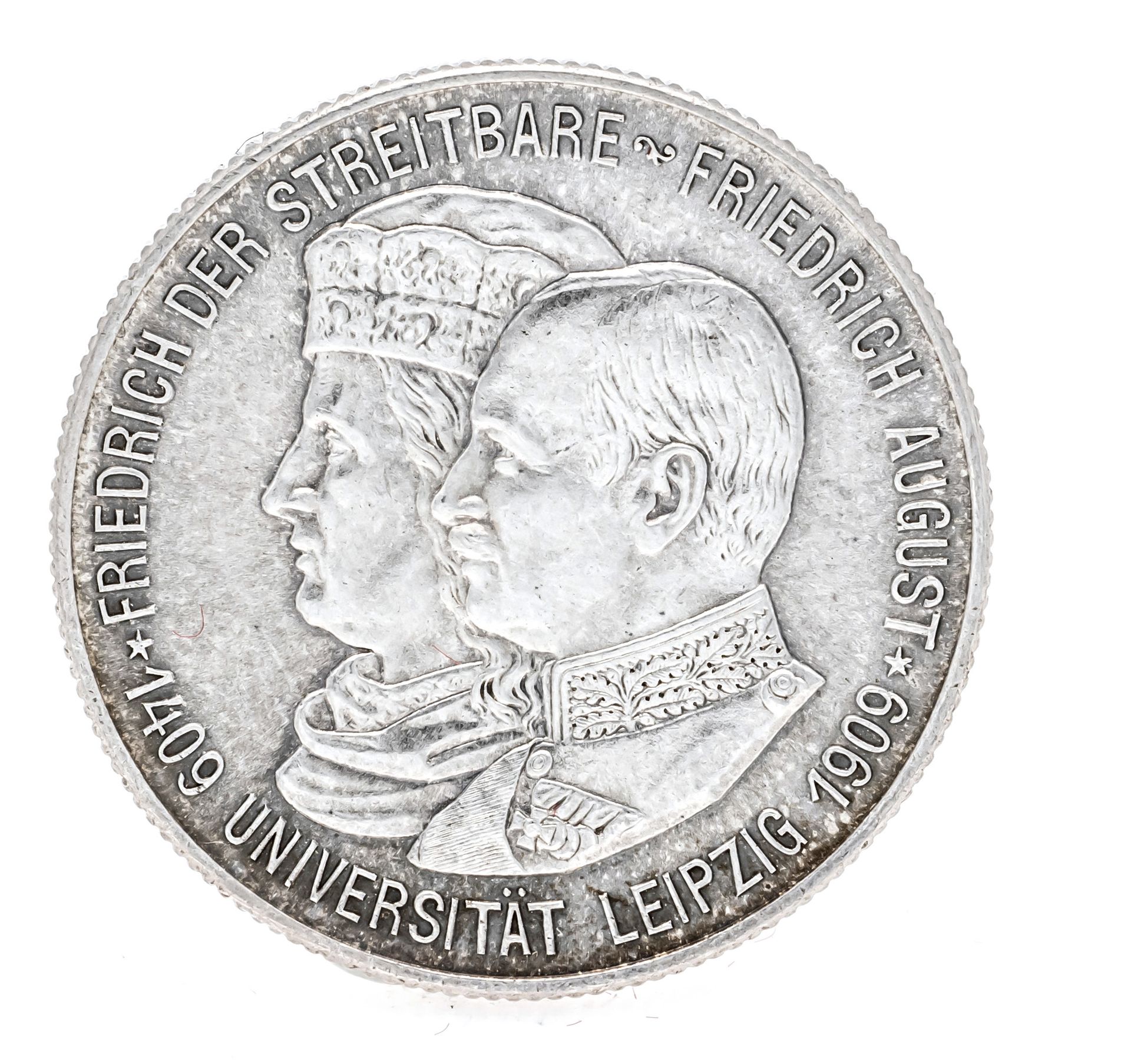Null 硬币，两马克，德意志帝国，1909年，莱比锡大学纪念币，11.09克