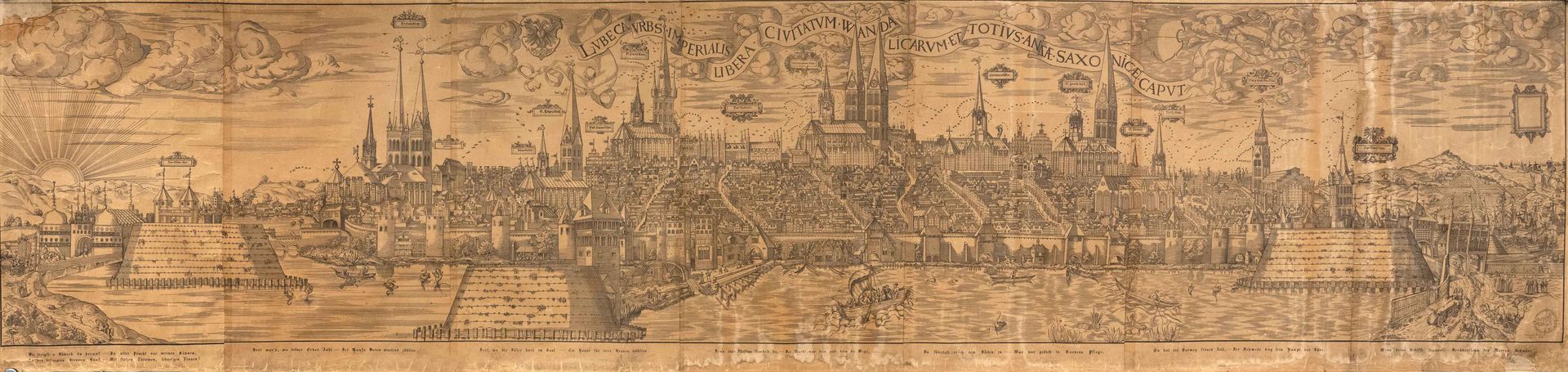 Null Riesiges Panorama von Lübeck, nach Elias Diebel, ''Lubeca urbs imperialis l&hellip;