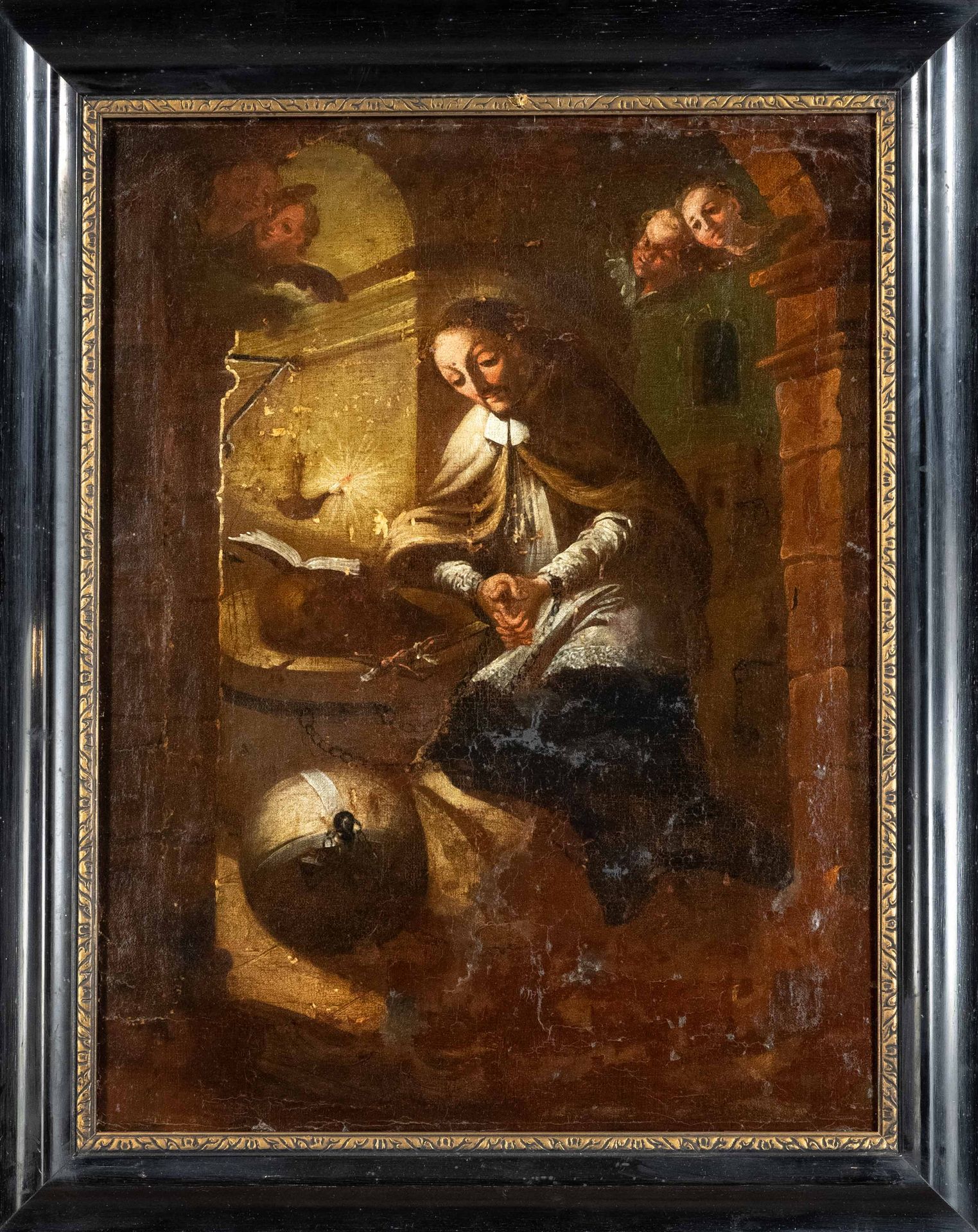 Null Pittore italiano del 1700 circa, quadro devozionale di un santo non identif&hellip;