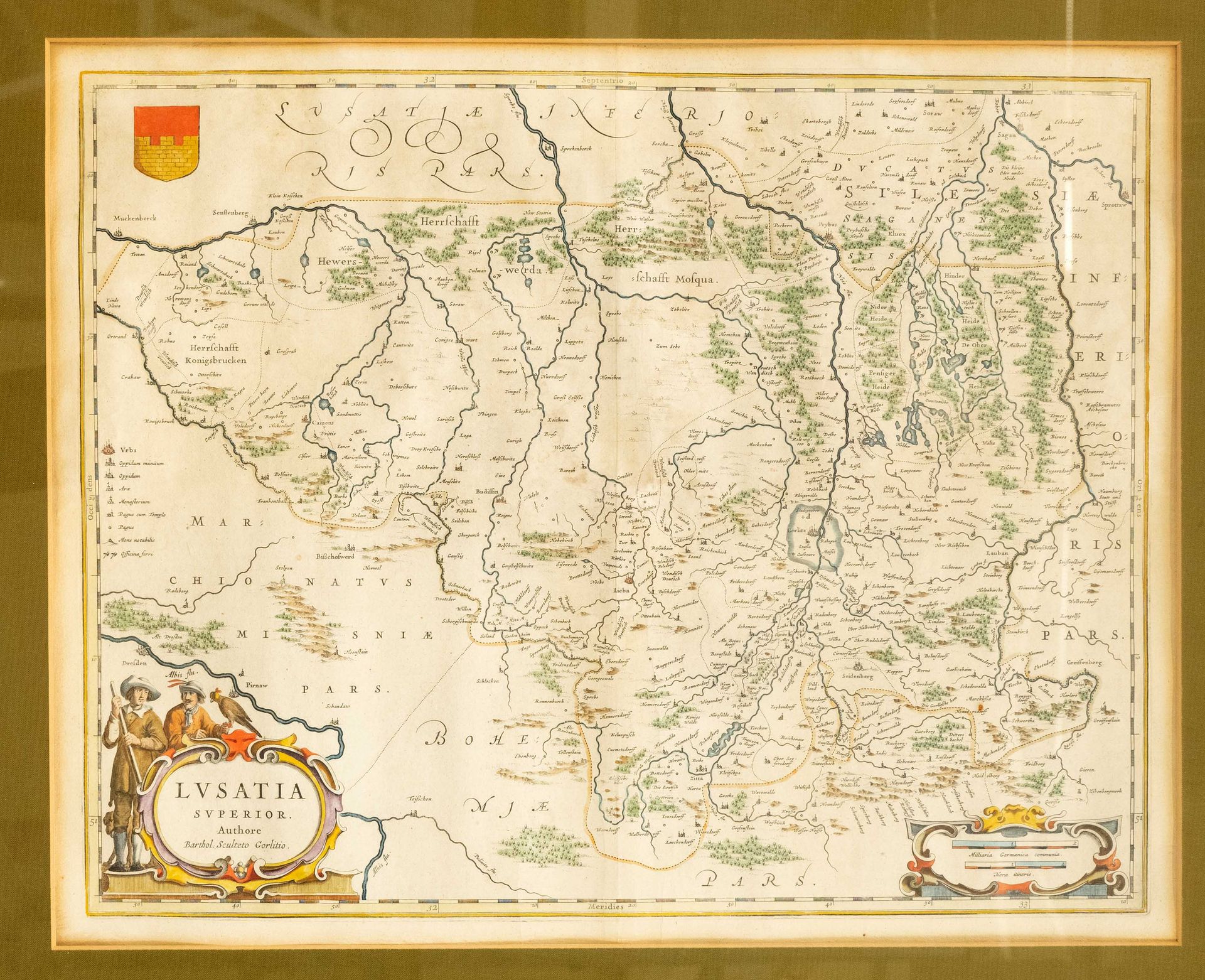 Null Historical map of Upper Lusatia, part col. Copper engraving by Blaeu after &hellip;