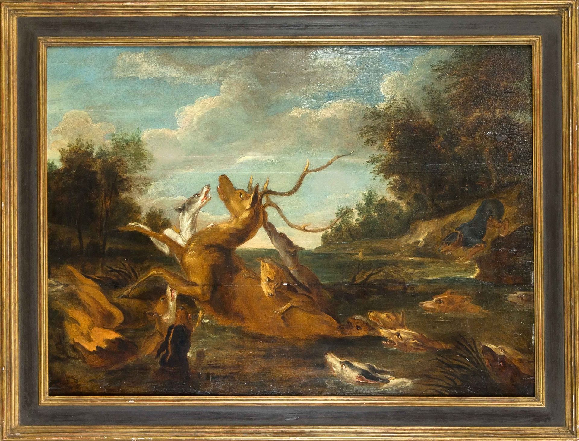 Null Frans Snyders (1579-1657) (attrib.), ''Caccia al cervo'', un cervo fuggito &hellip;