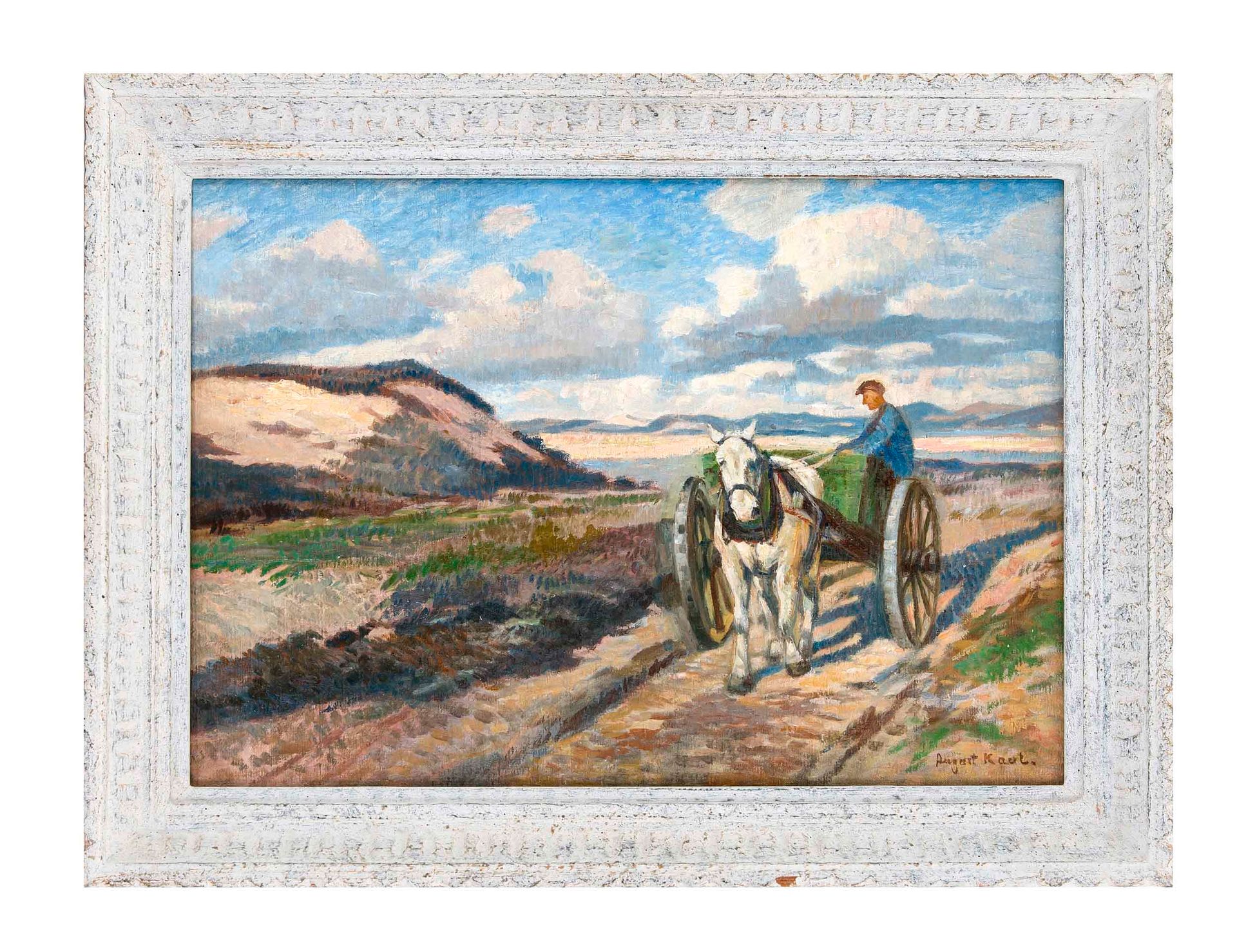 Null August Kaul (1873-1949), Veicolo a cavallo, olio/tela, firmato in basso a d&hellip;