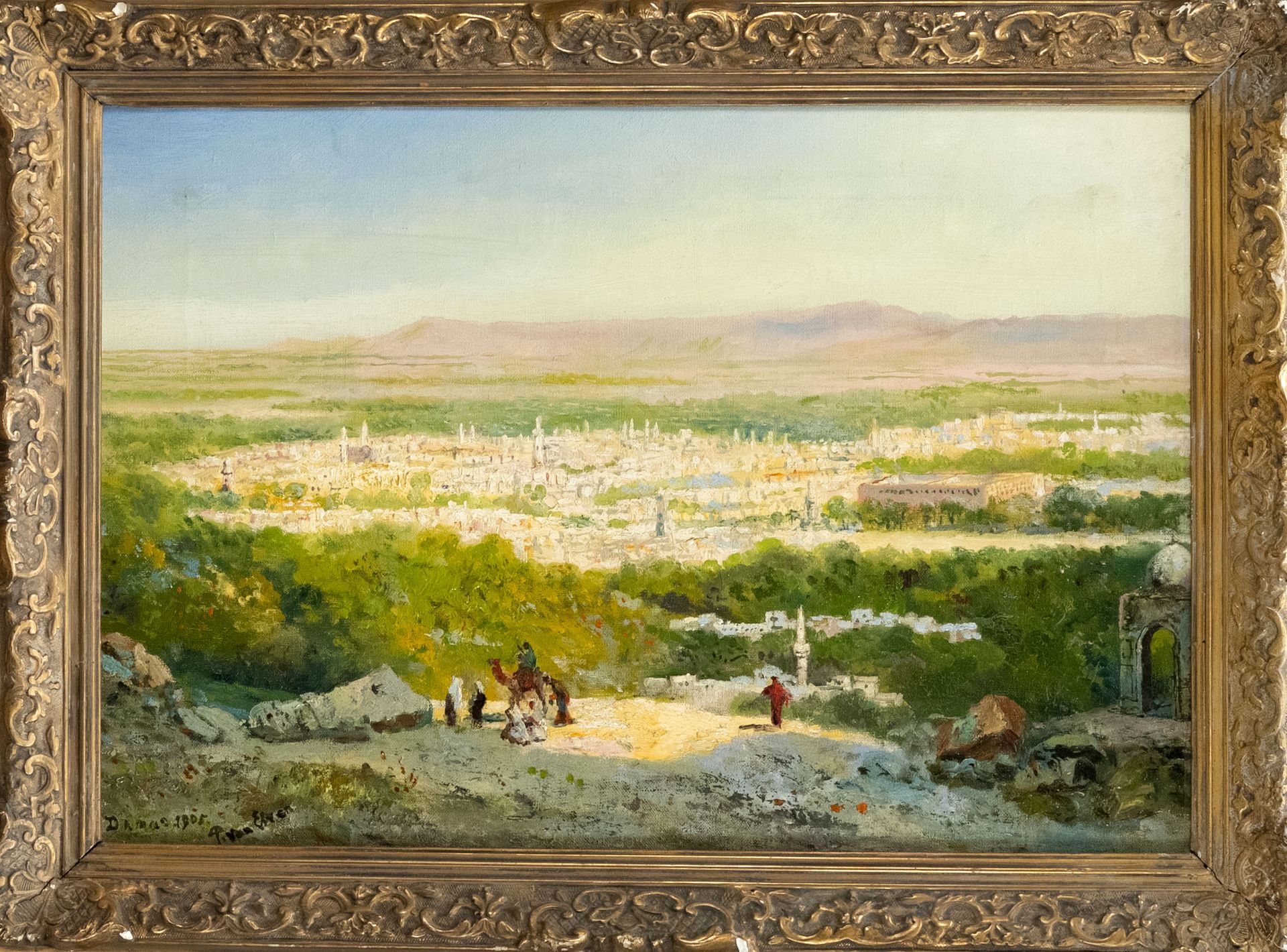 Null 皮埃尔-亨利-泰塔-凡-埃尔文（1828/31-1908），荷兰风景画家和东方主义者。大马士革风景，布面油画，左下角有签名和日期 "大马士革1905 &hellip;