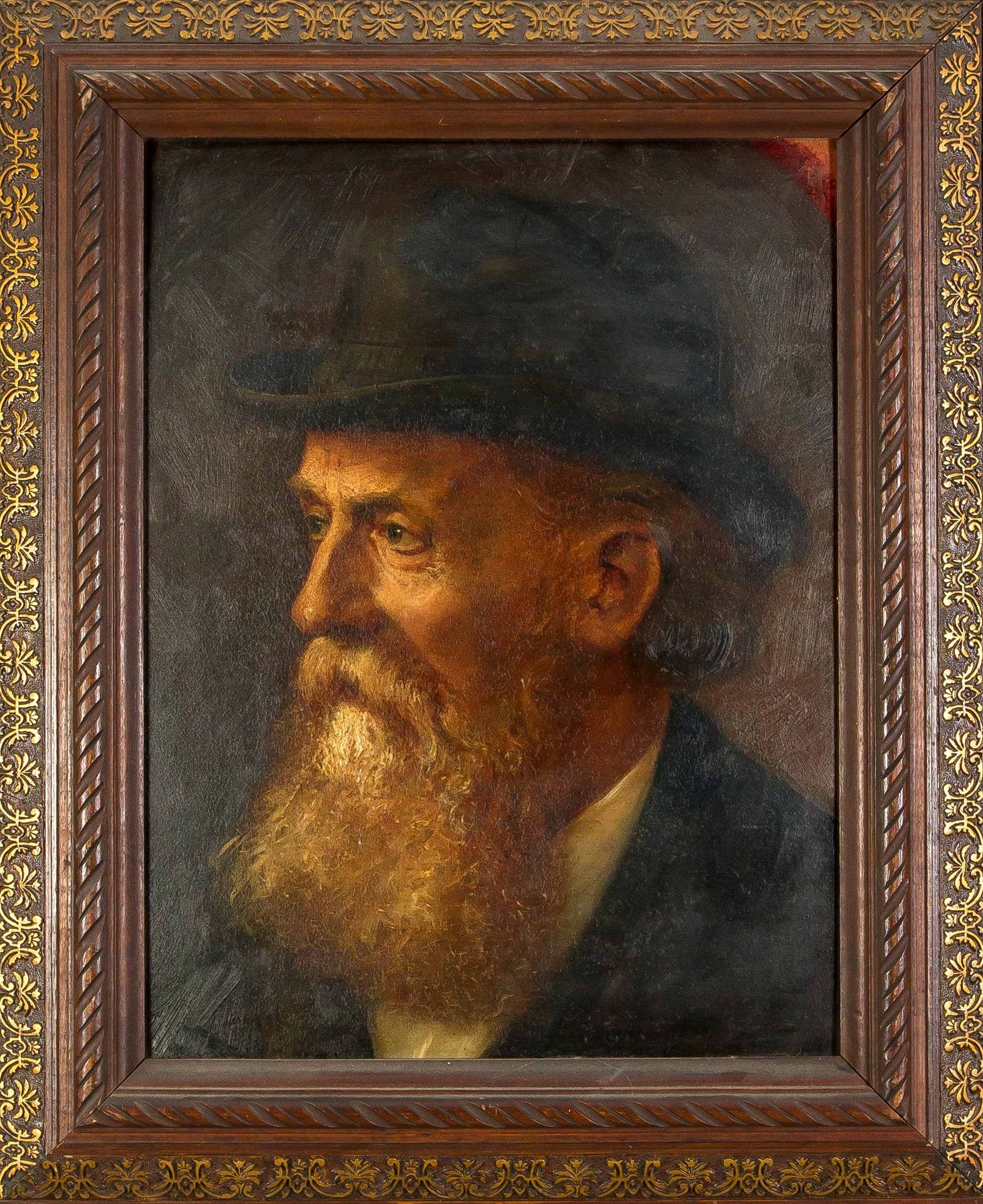 Null 路德维希-邦博夫斯基，19/20世纪的柏林画家，自画像，纸板上的油画，无签名，背面是威尔斯卡-邦博夫斯基的旧所有权说明，Baumschulenweg，&hellip;