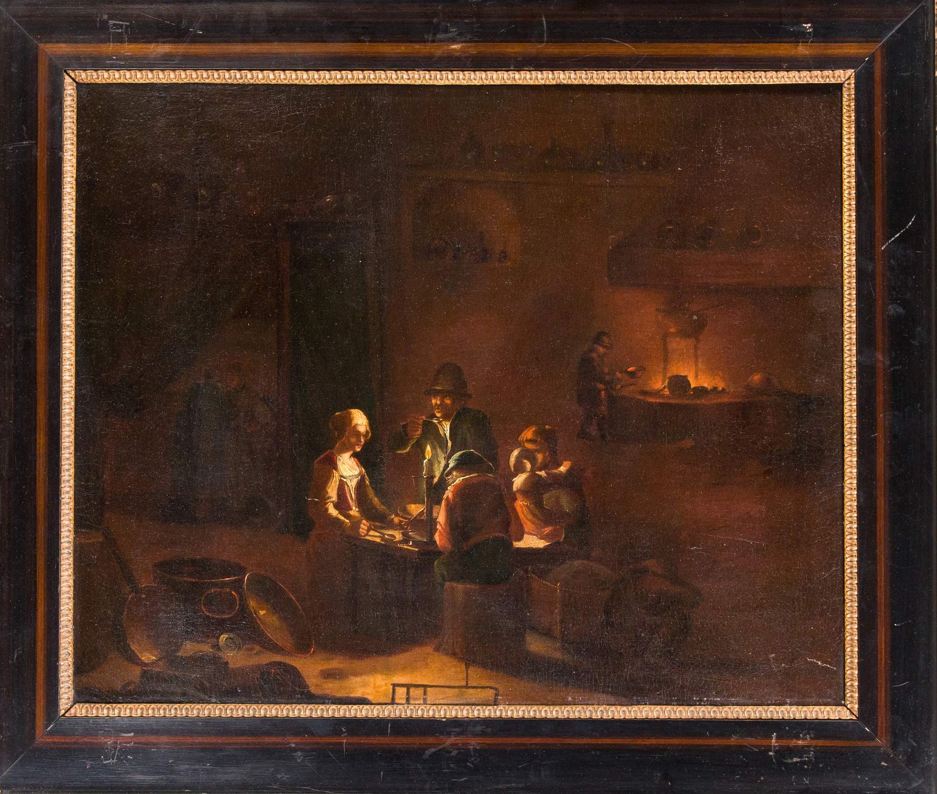 Null Dutch genre painter of the 18th century, large inn interior in the light of&hellip;