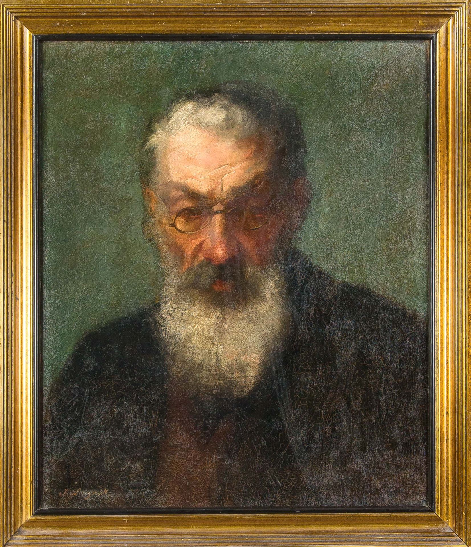 Null J. Lengnick，肖像画家，约1900年，带着Kippa和眼镜的拉比肖像，纸板上的油画，左下角签名，53 x 44厘米，有框架的62 x 53厘&hellip;
