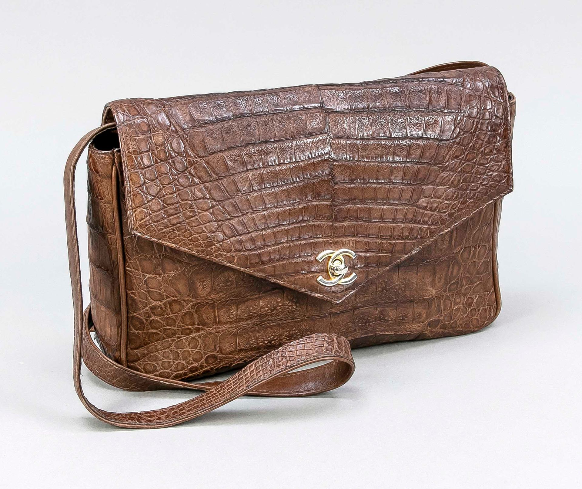 Chanel, Rare Vintage Crocodile Envelope Flap Bag, fawn c…