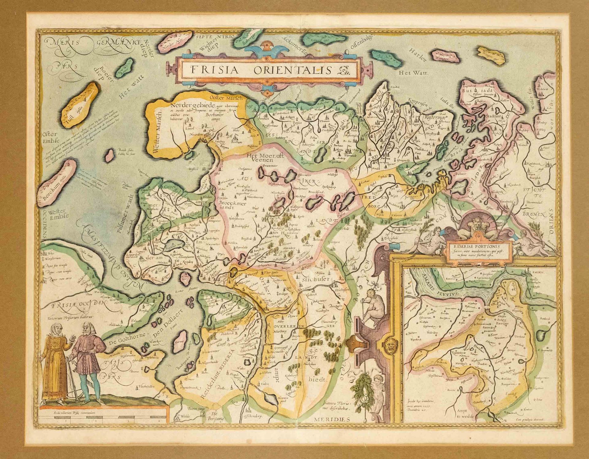 Null Carte historique de la Frise orientale, ''Frisia Orientalis''. Col. Gravure&hellip;