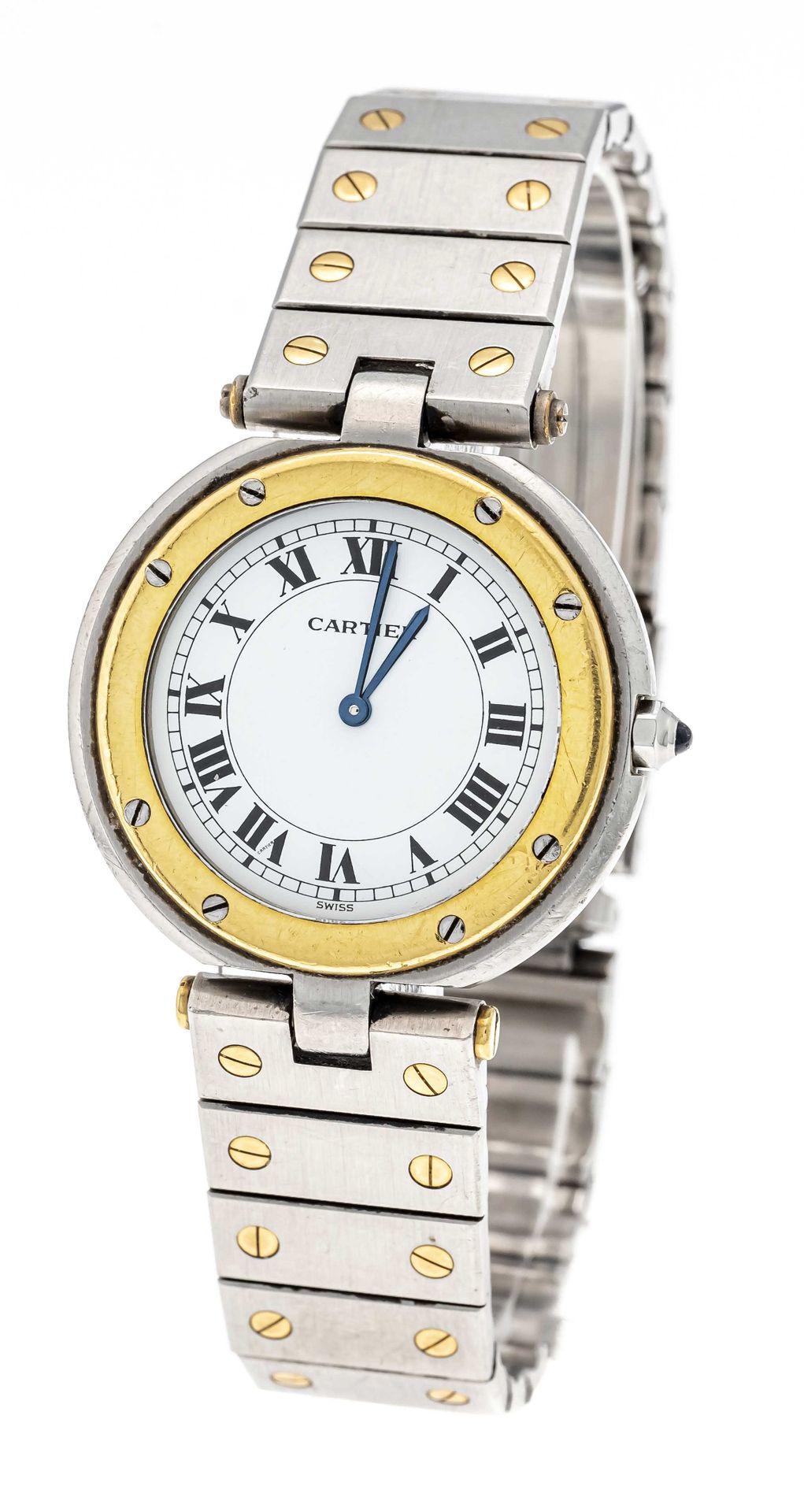 Null Cartier Santos Ronde, steel gold 750/000GG, men's quartz watch, around 1990&hellip;