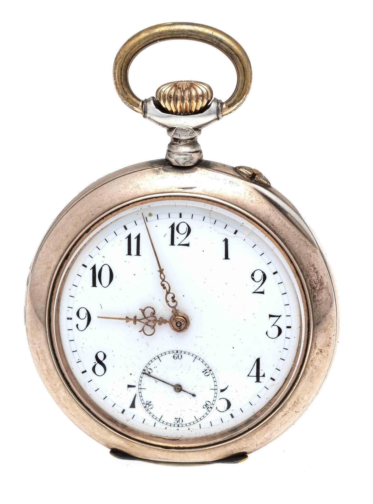 Null Reloj de bolsillo abierto de caballero IWC, plata 800, parcialmente dorado,&hellip;