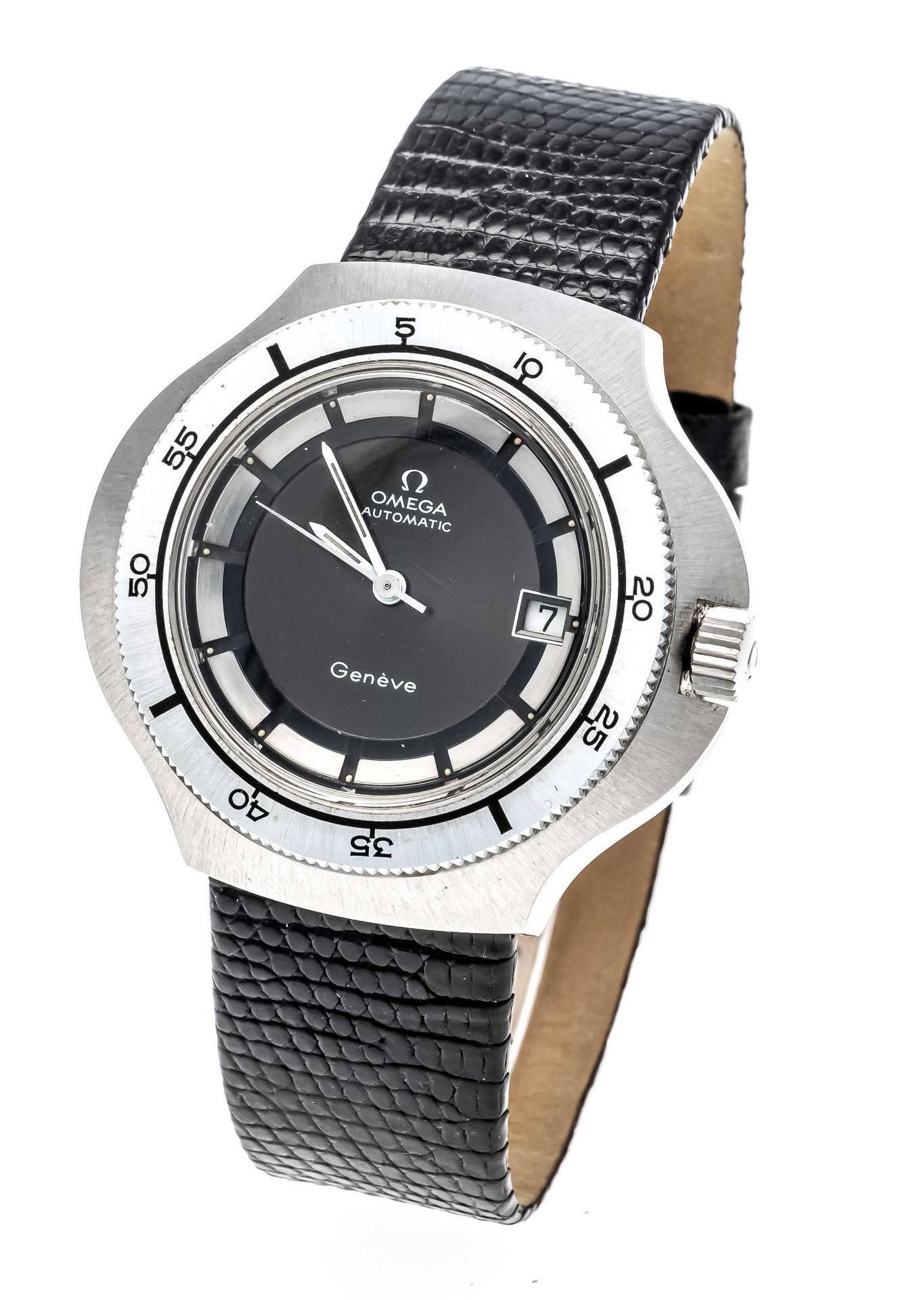 Null 欧米茄男士手表，Stingray，约1970年NOS，编号166.122，自动机芯。1481精确运行，缎面精钢表壳，旋入式表背，可旋转的分钟刻度表圈，&hellip;