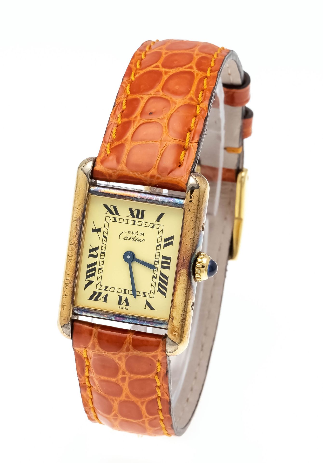 Null Cartier ladies quartz watch, tank, 925 silver gilt, ref. 5057001, from Octo&hellip;