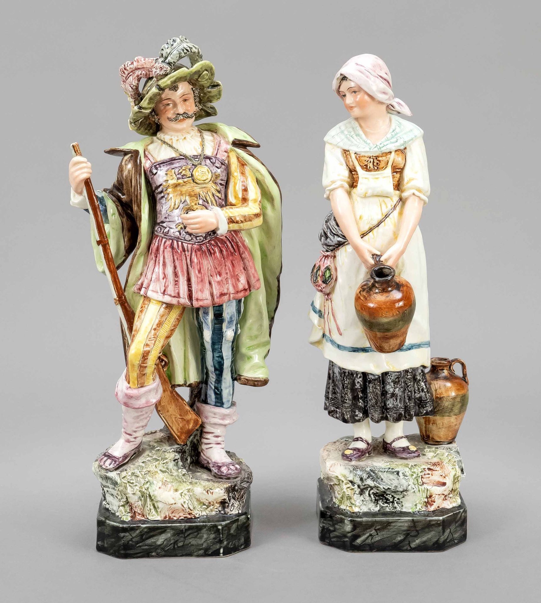 Null Pair of figures, Eduard Eichler, Royal Dux, Bohemia, early 20th c., ceramic&hellip;