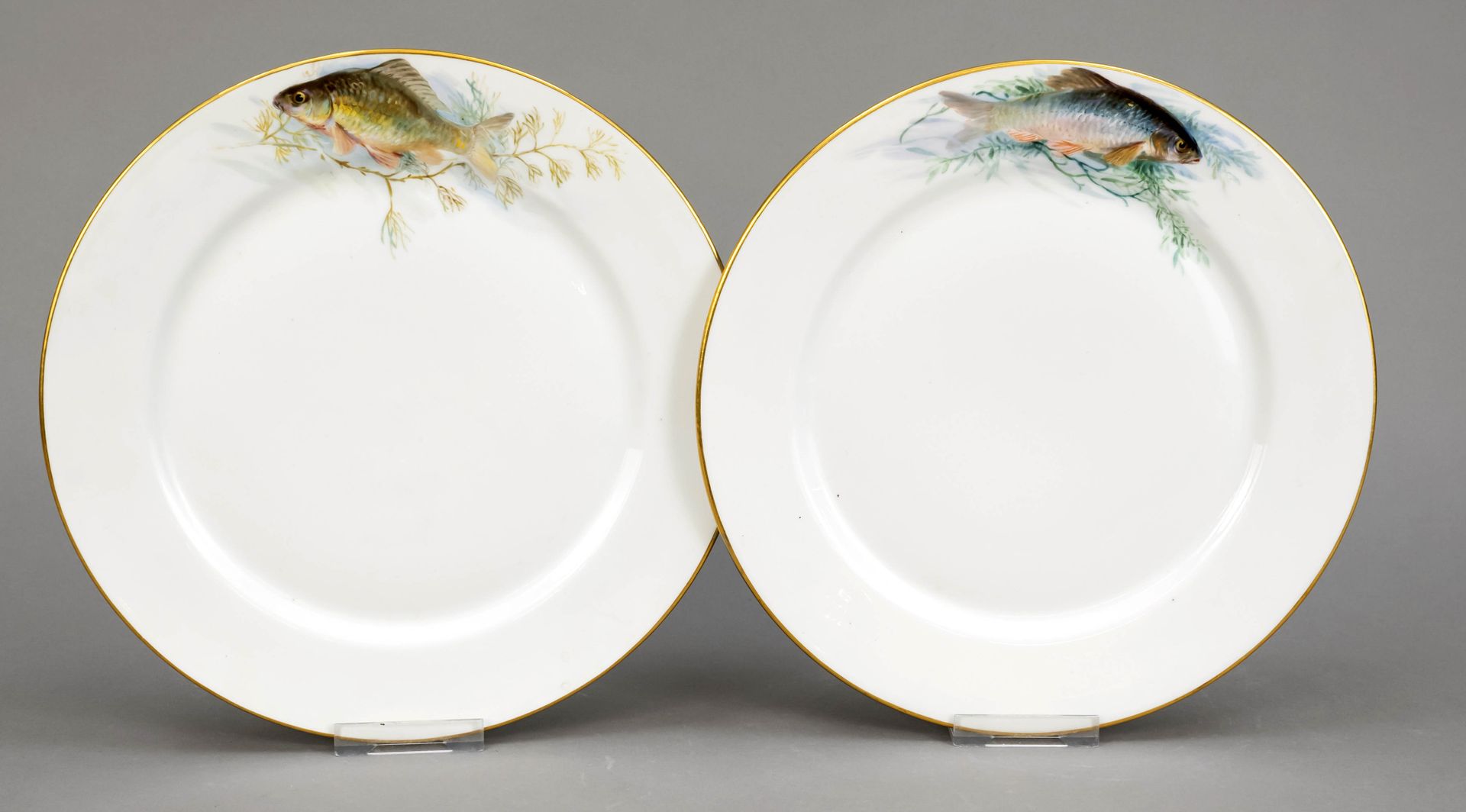 Null Two fish plates, Meissen, Knauf-Schwerter 1850-1924, 1st choice, model no. &hellip;