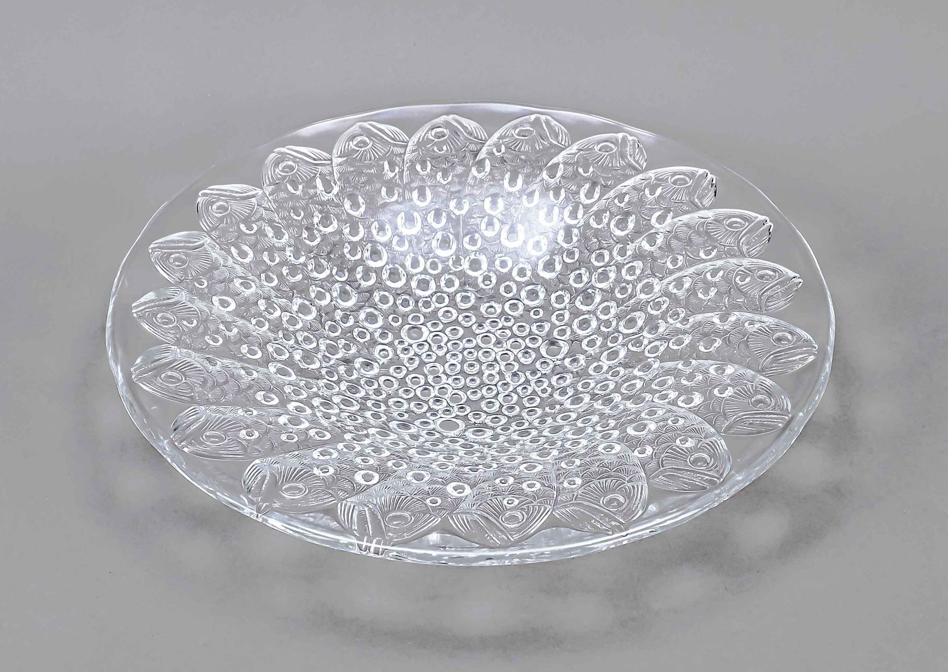 Null Grand plat rond, France, 2e s. 20e s., Lalique, forme plate, verre clair, r&hellip;