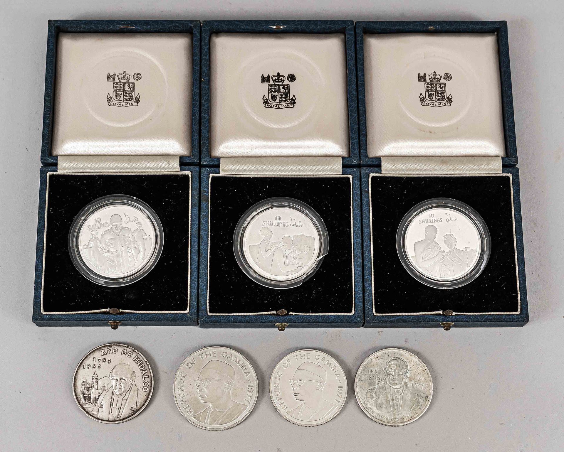 Null 4 monete d'argento, 1x Messico Cinco Pesos 1953 27,66g finezza .720, 1x Mes&hellip;