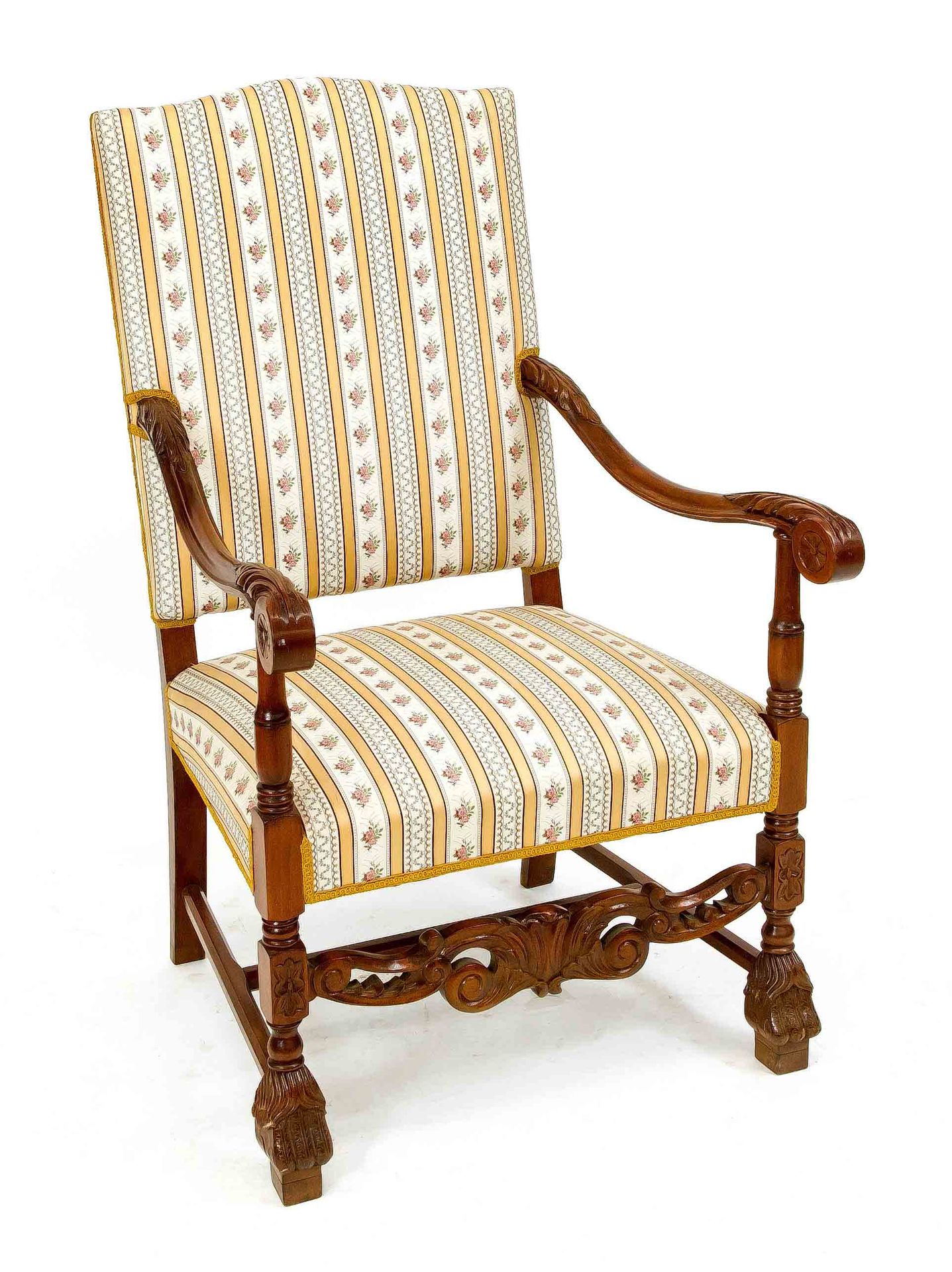 Null Fauteuil, 20e siècle, bois de hêtre teinté noyer, sculpté de manière typiqu&hellip;