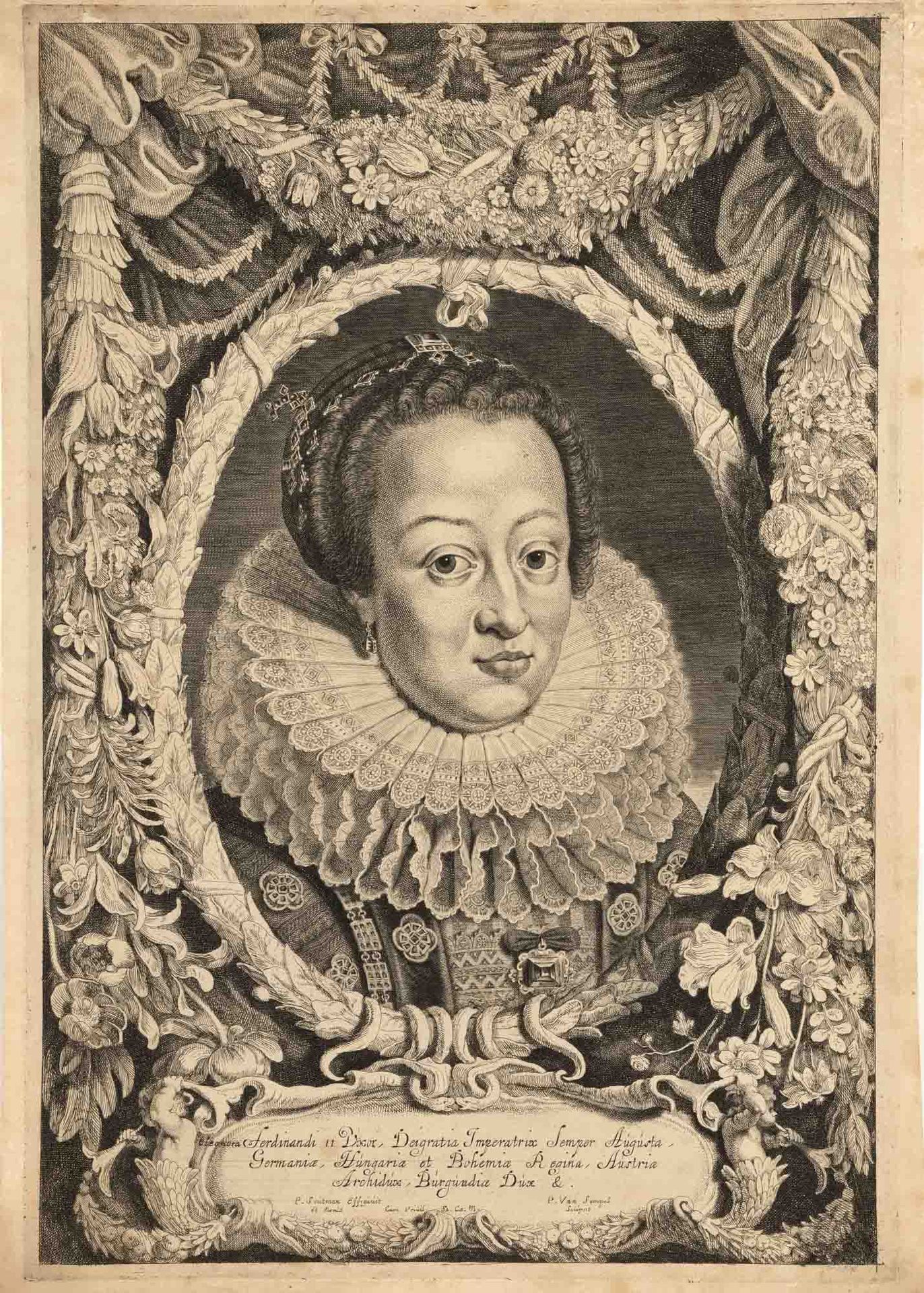 Null Lot de 17 portraits du 17e-19e siècle : Eleanora Gonzaga, gravure sur cuivr&hellip;